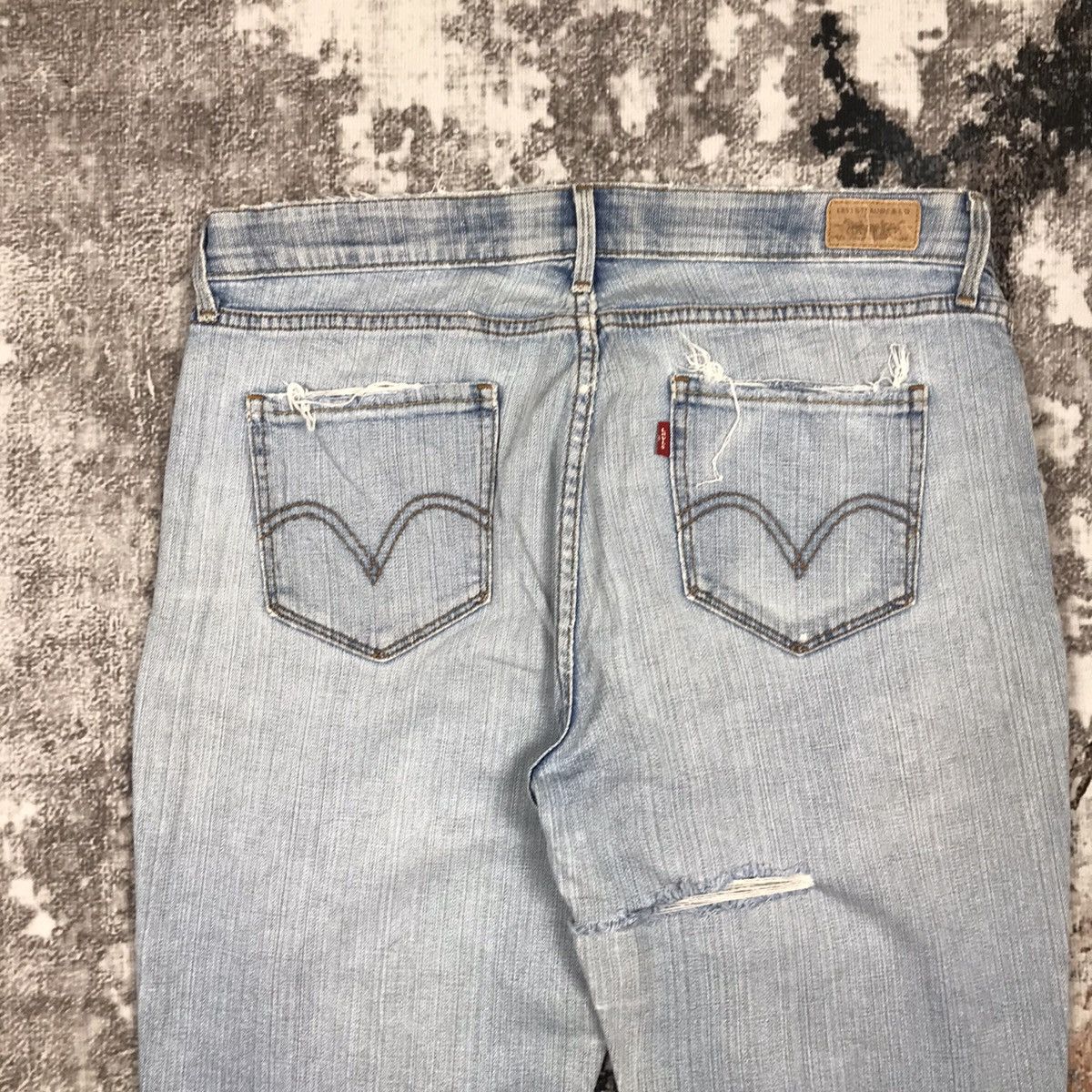 Levi's × Vintage Vintage Levis 525 Baggy Distressed Design Denim Jeans Size 33" - 3 Thumbnail
