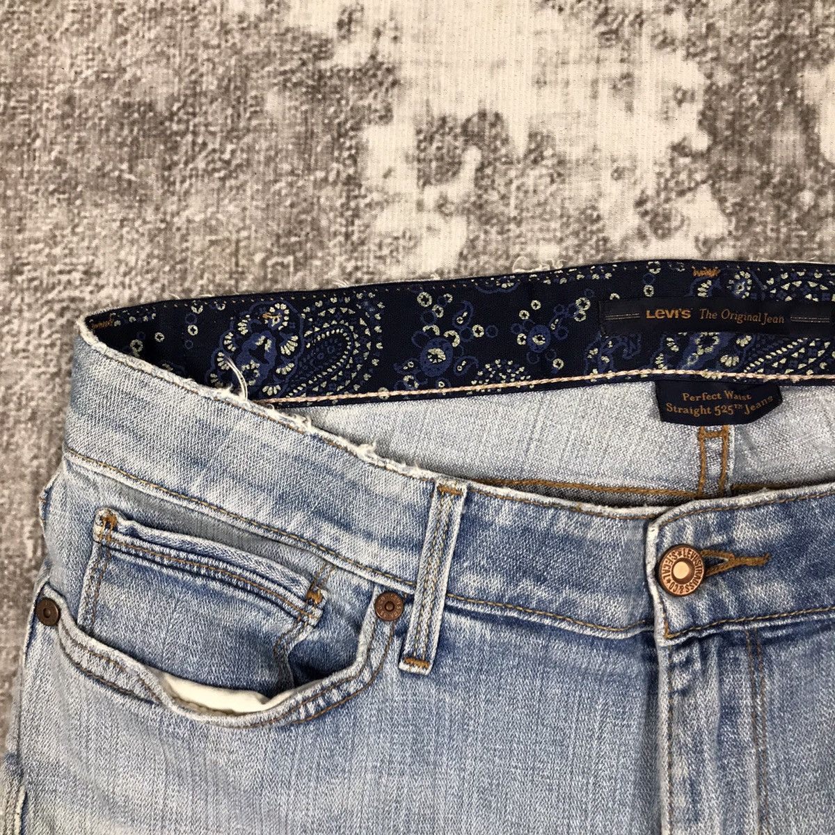 Levi's × Vintage Vintage Levis 525 Baggy Distressed Design Denim Jeans Size 33" - 9 Thumbnail