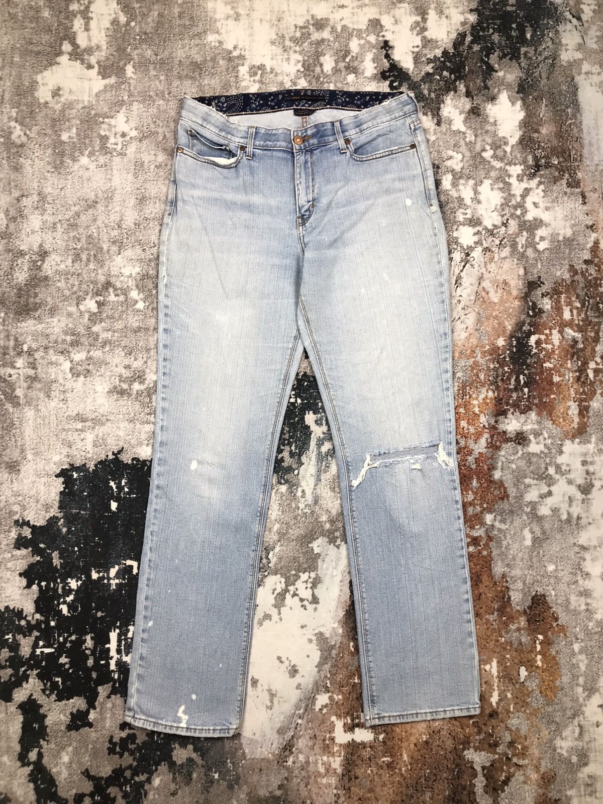 Levi's × Vintage Vintage Levis 525 Baggy Distressed Design Denim Jeans Size 33" - 6 Thumbnail