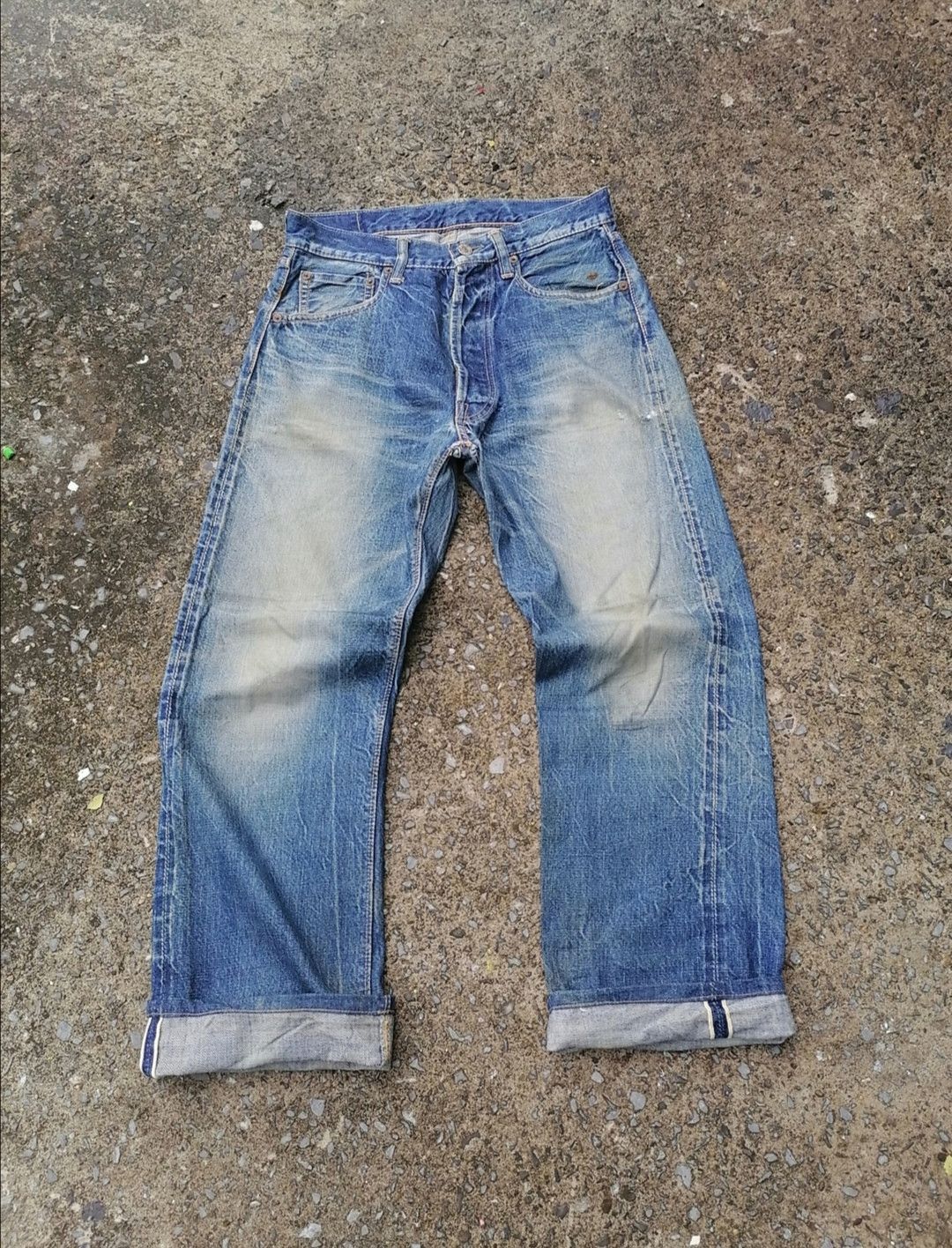 Vintage × Warehouse Warehouse Fly Button Selvedge Distressed Denim Jeans Size US 29 - 1 Thumbnail