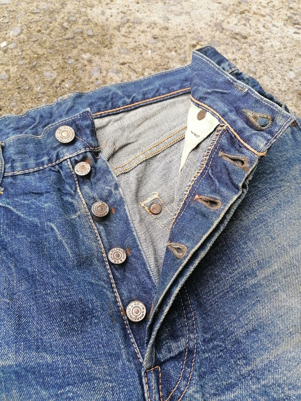 Vintage × Warehouse Warehouse Fly Button Selvedge Distressed Denim Jeans Size US 29 - 6 Thumbnail