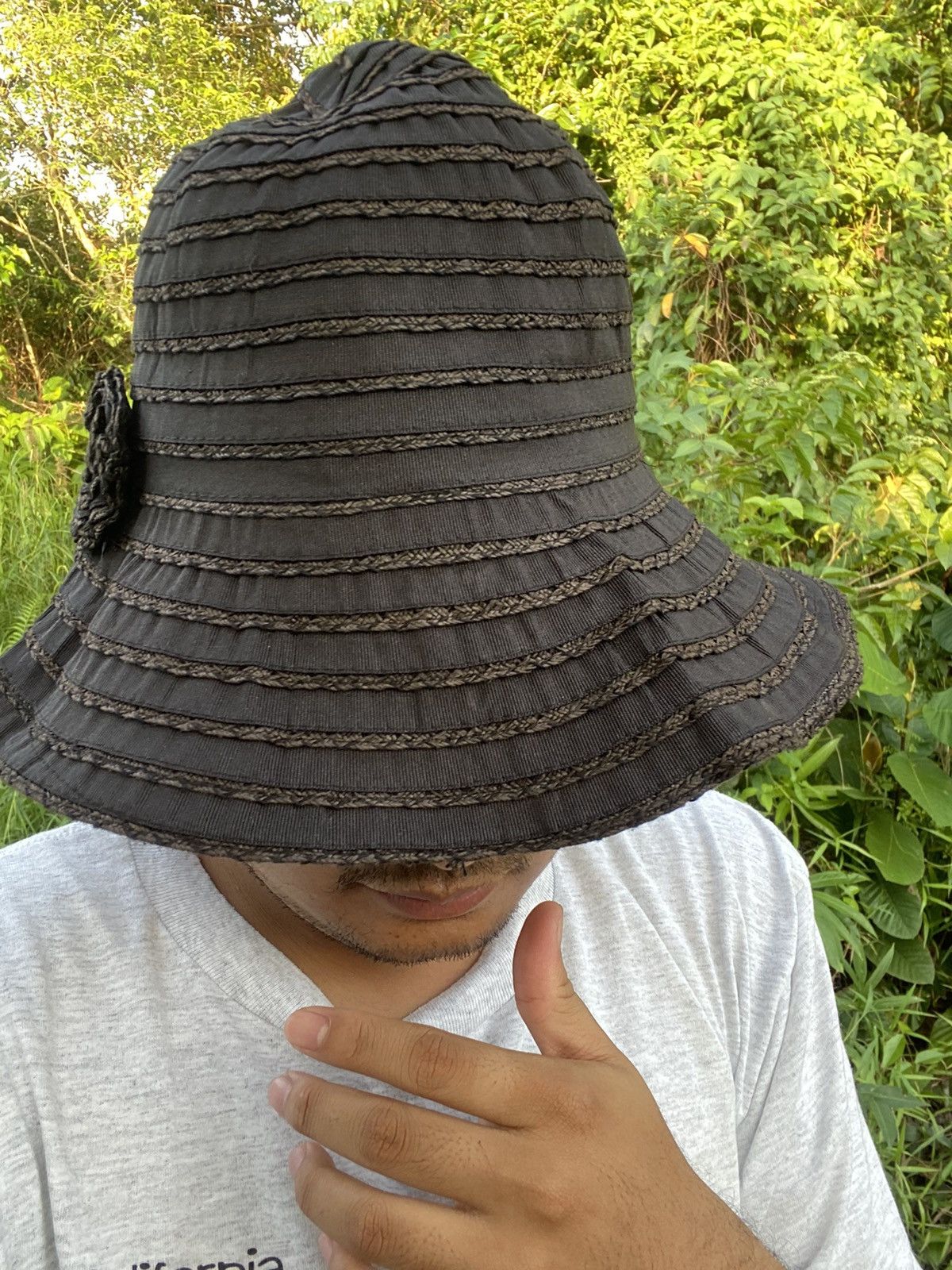 Japanese Brand 💸BINDINGOFFER💸Y'saccs Yohji Yamamoto Buckethat Flower Black Size ONE SIZE - 5 Thumbnail