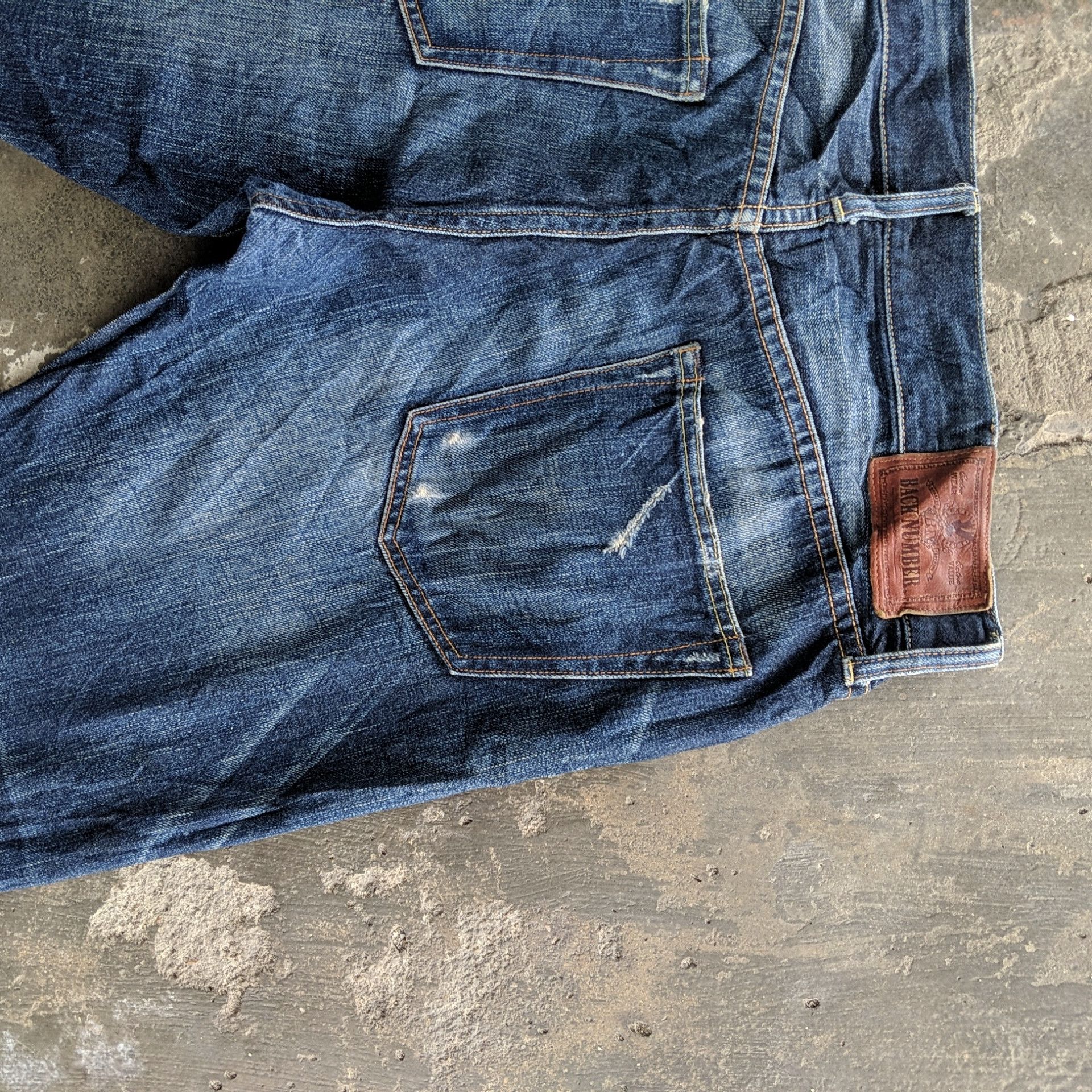 Japanese Brand Vtg Back Number Distressed Faded Denim Jeans Pants W35 Size US 35 - 13 Thumbnail