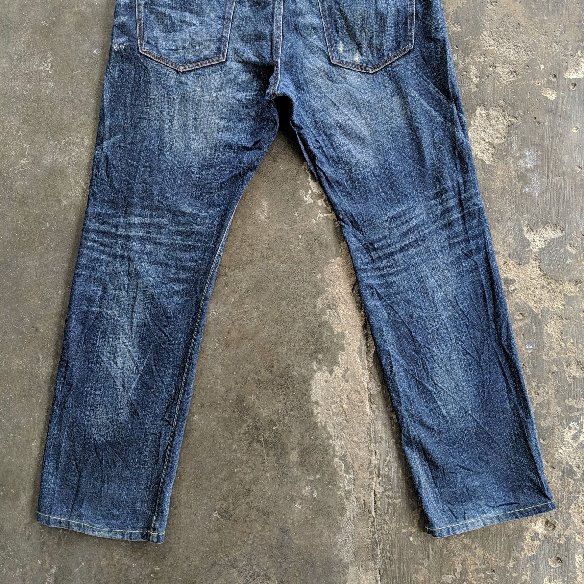 Japanese Brand Vtg Back Number Distressed Faded Denim Jeans Pants W35 Size US 35 - 14 Thumbnail