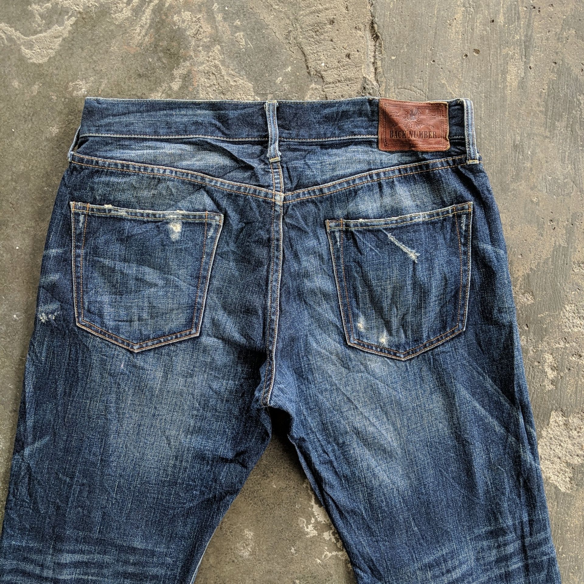Japanese Brand Vtg Back Number Distressed Faded Denim Jeans Pants W35 Size US 35 - 11 Thumbnail