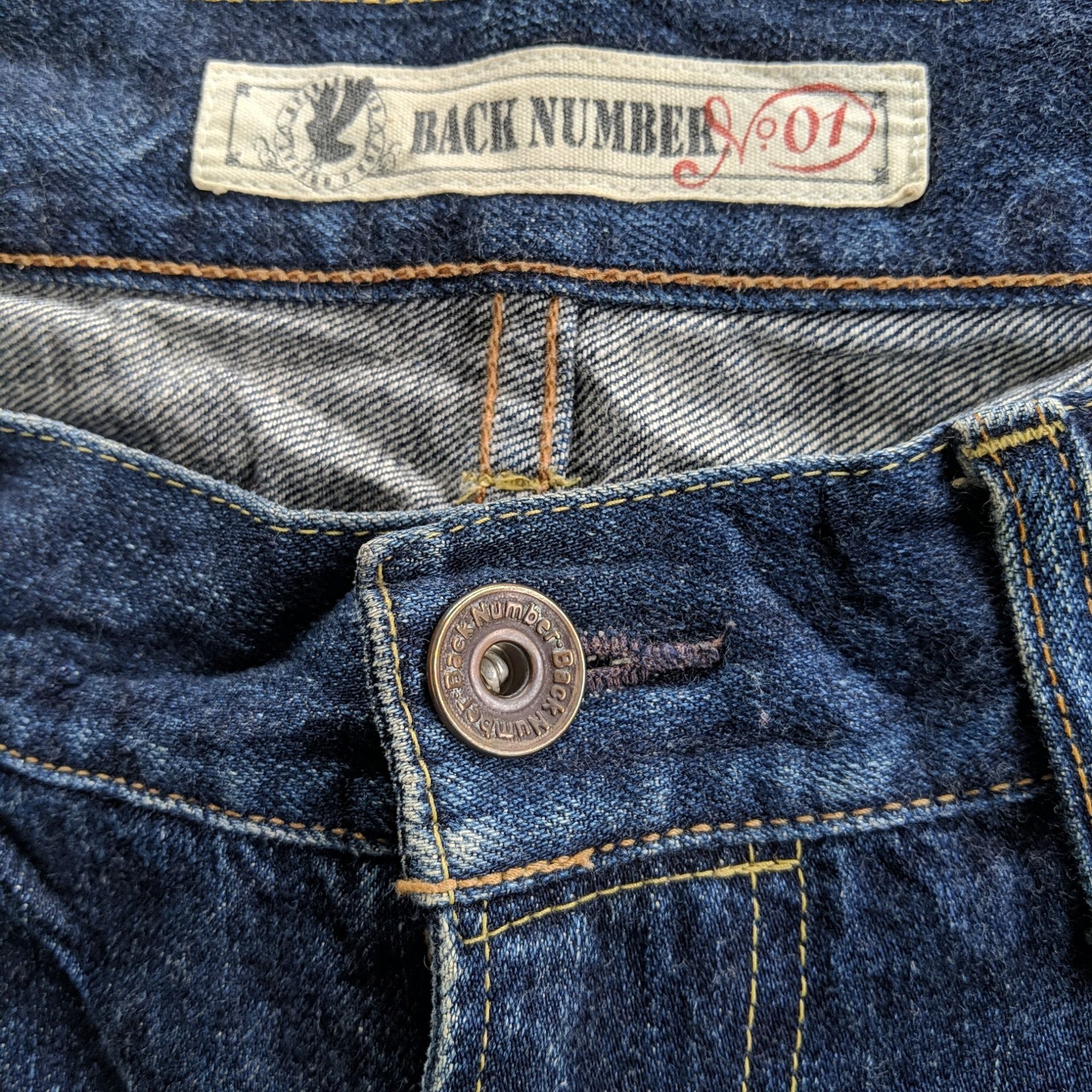 Japanese Brand Vtg Back Number Distressed Faded Denim Jeans Pants W35 Size US 35 - 7 Thumbnail