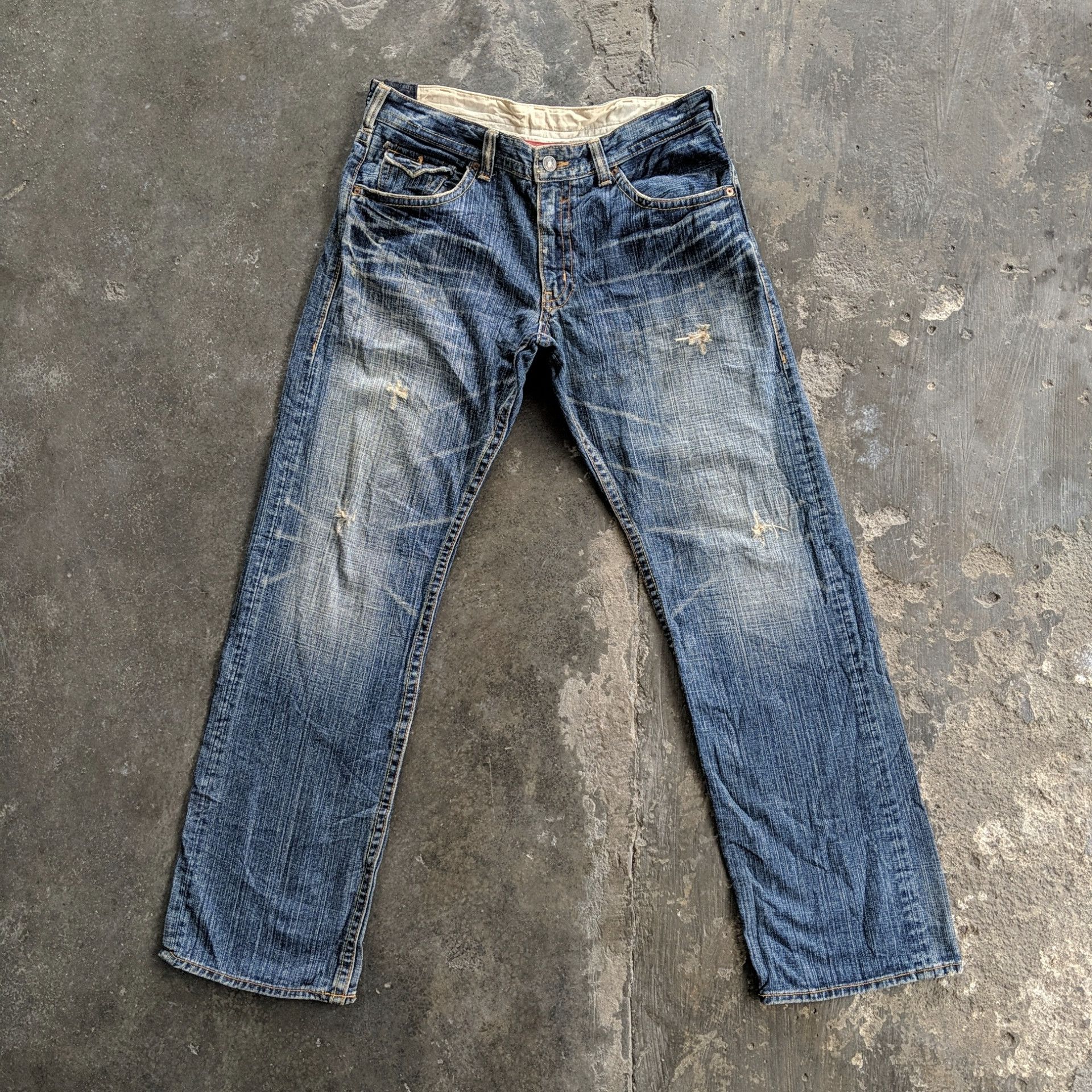 image of Denim Co x Distressed Denim Denim Craft Distressed Faded Denim Jeans Pants W35 in Faded Blue, Men's
