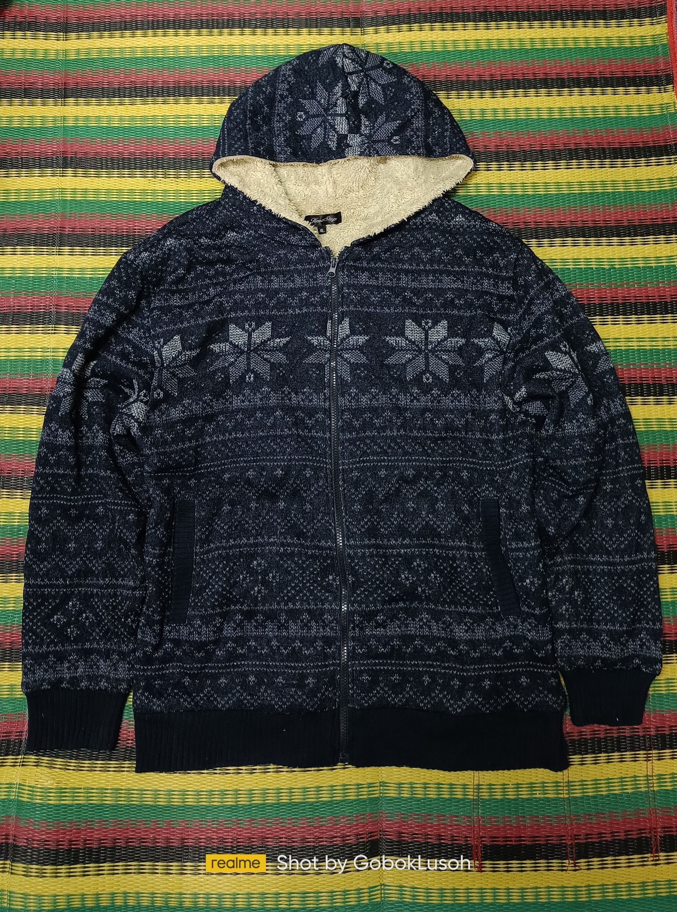 Navajo Motif Timestep Hoodie Zipper Knitwear