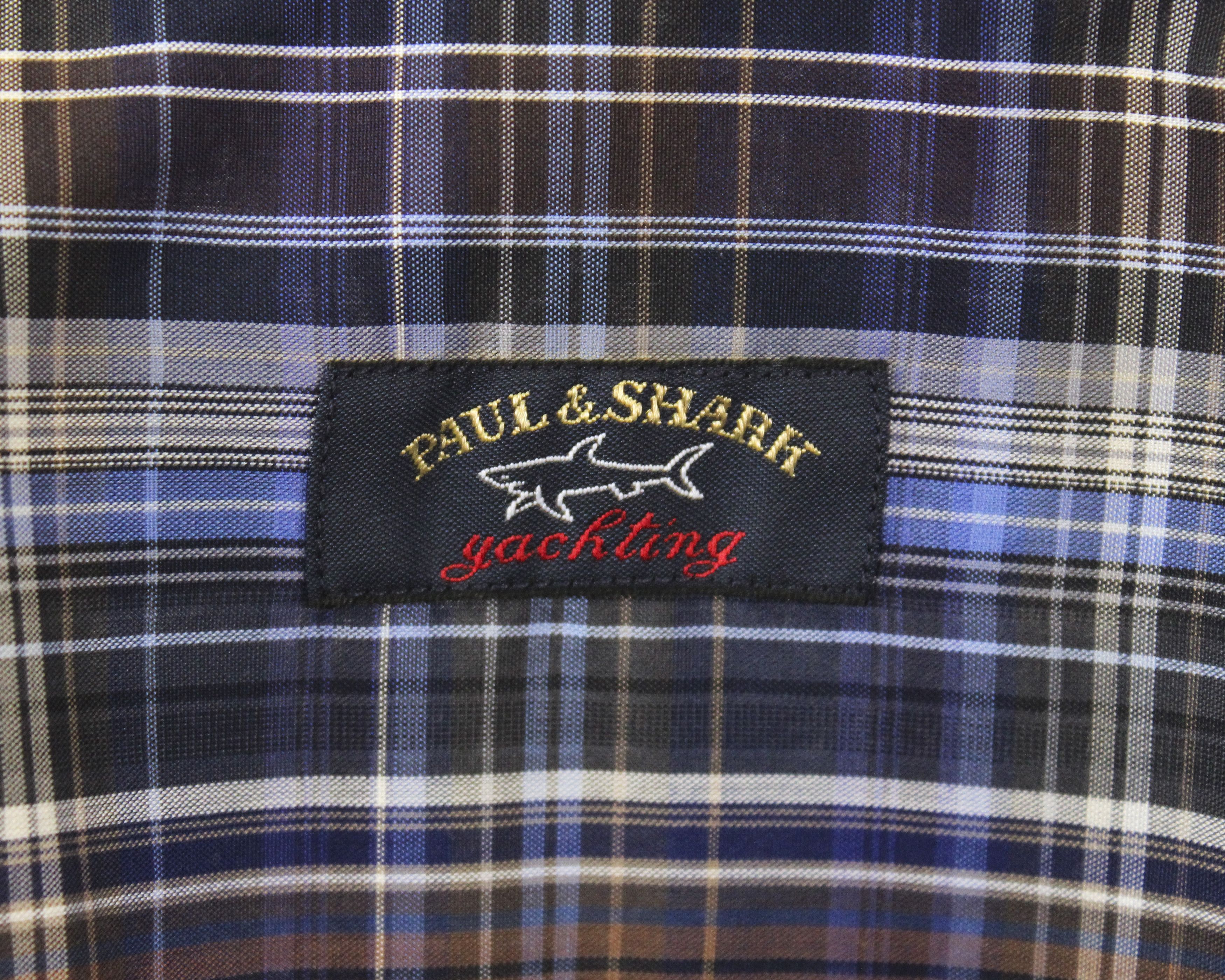 Paul & Shark Vintage Men's Shirt Cotton Button Up Over L Plaid Check Blue Size US L / EU 52-54 / 3 - 5 Thumbnail