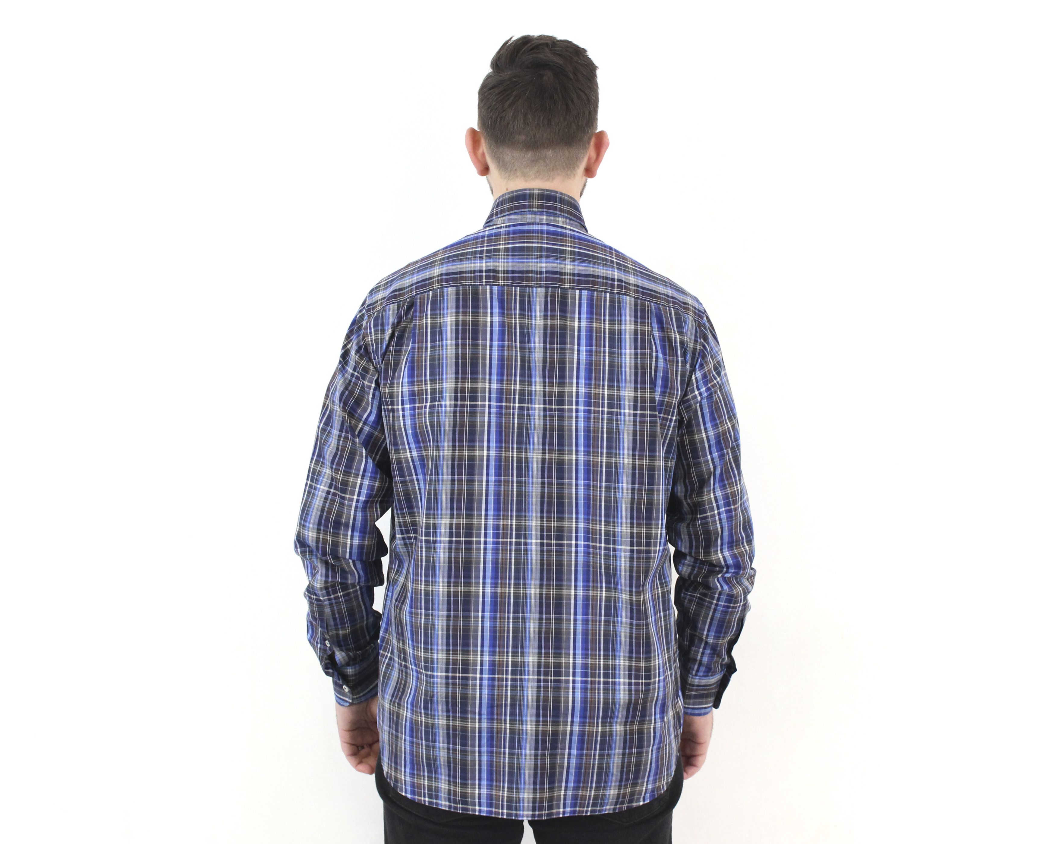 Paul & Shark Vintage Men's Shirt Cotton Button Up Over L Plaid Check Blue Size US L / EU 52-54 / 3 - 6 Thumbnail