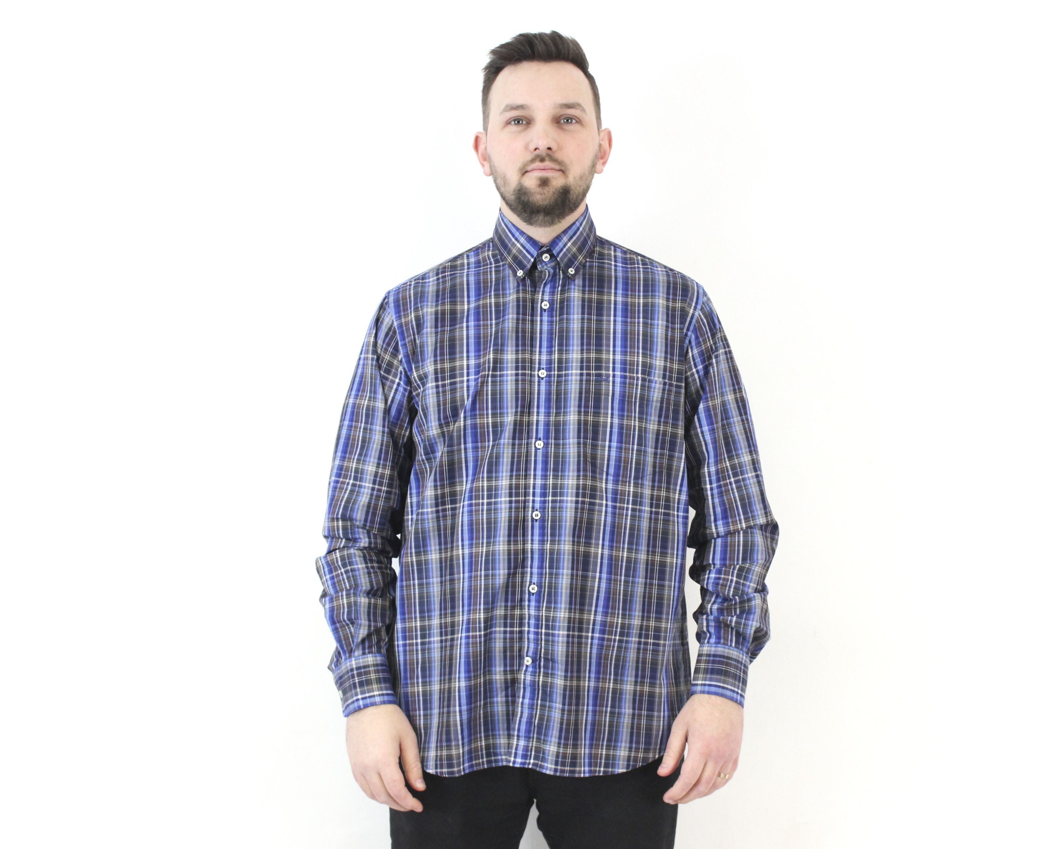 Paul & Shark Vintage Men's Shirt Cotton Button Up Over L Plaid Check Blue Size US L / EU 52-54 / 3 - 1 Thumbnail