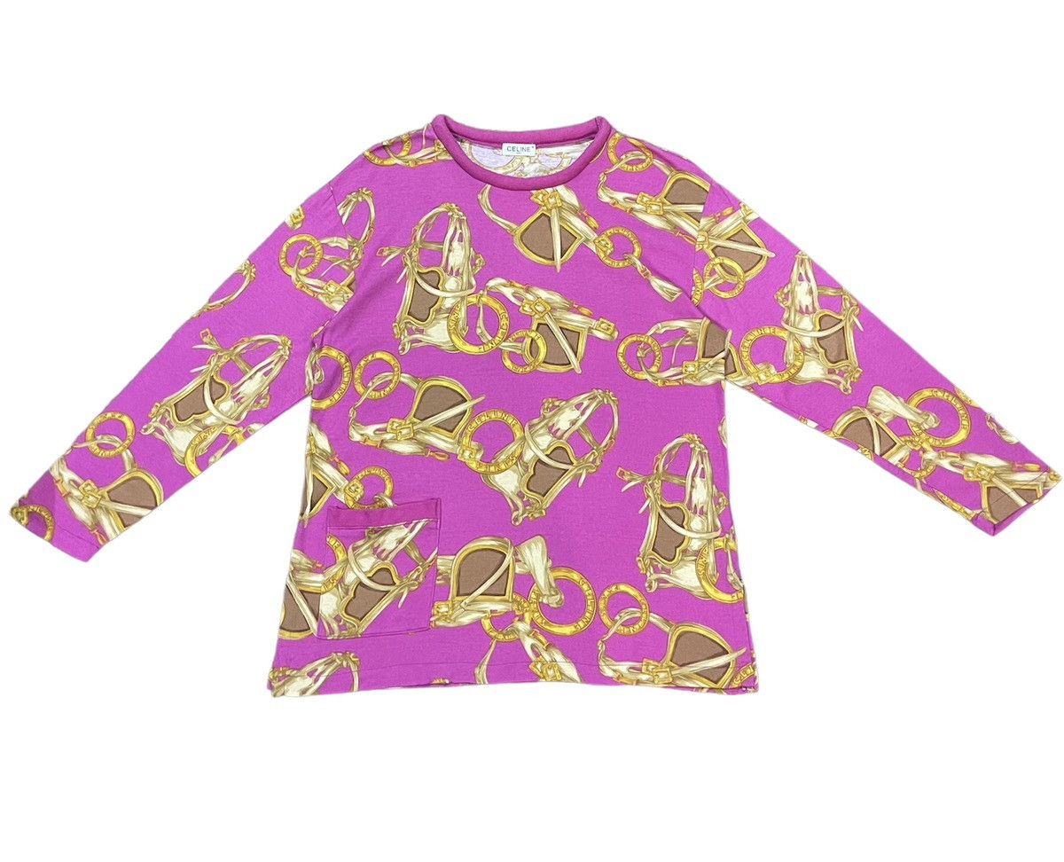 Celine VINTAGE CELINE PARIS FULLPRINT MONOGRAM LONGSLEEVE TSHIRT Size M / US 6-8 / IT 42-44 - 1 Thumbnail
