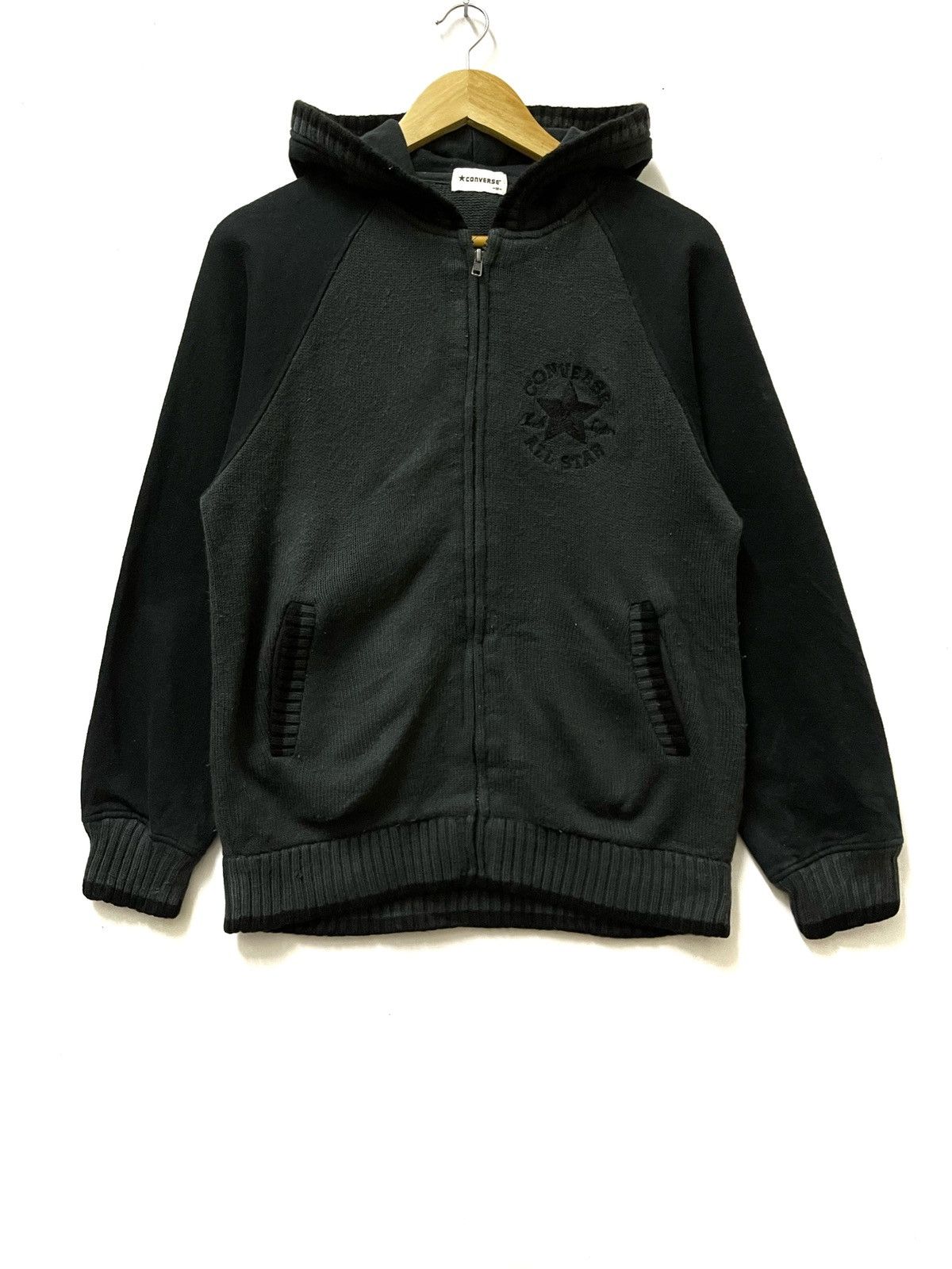Converse × Japanese Brand Converse Mini Logo Zipper Varsity Jacket Black Size US M / EU 48-50 / 2 - 1 Thumbnail