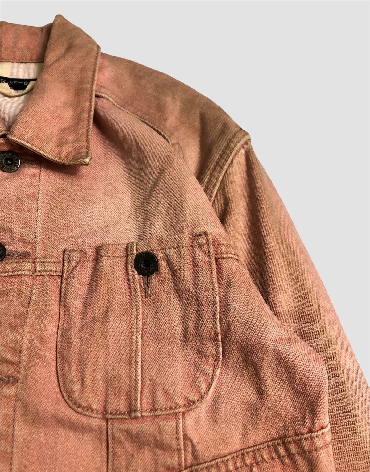 Japanese Brand × R.Newbold × Vintage Vintage R.Newbold Distressed Pink Denim Jacket Size XS / US 0-2 / IT 36-38 - 9 Thumbnail