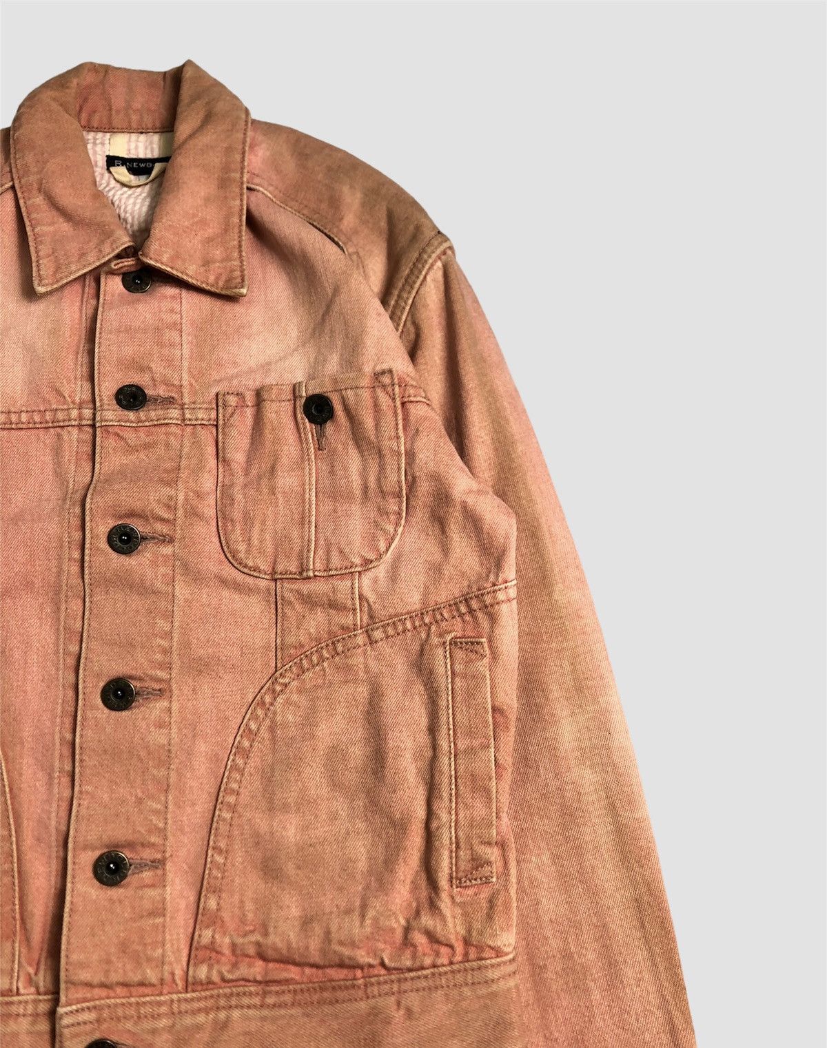 Japanese Brand × R.Newbold × Vintage Vintage R.Newbold Distressed Pink Denim Jacket Size XS / US 0-2 / IT 36-38 - 4 Thumbnail