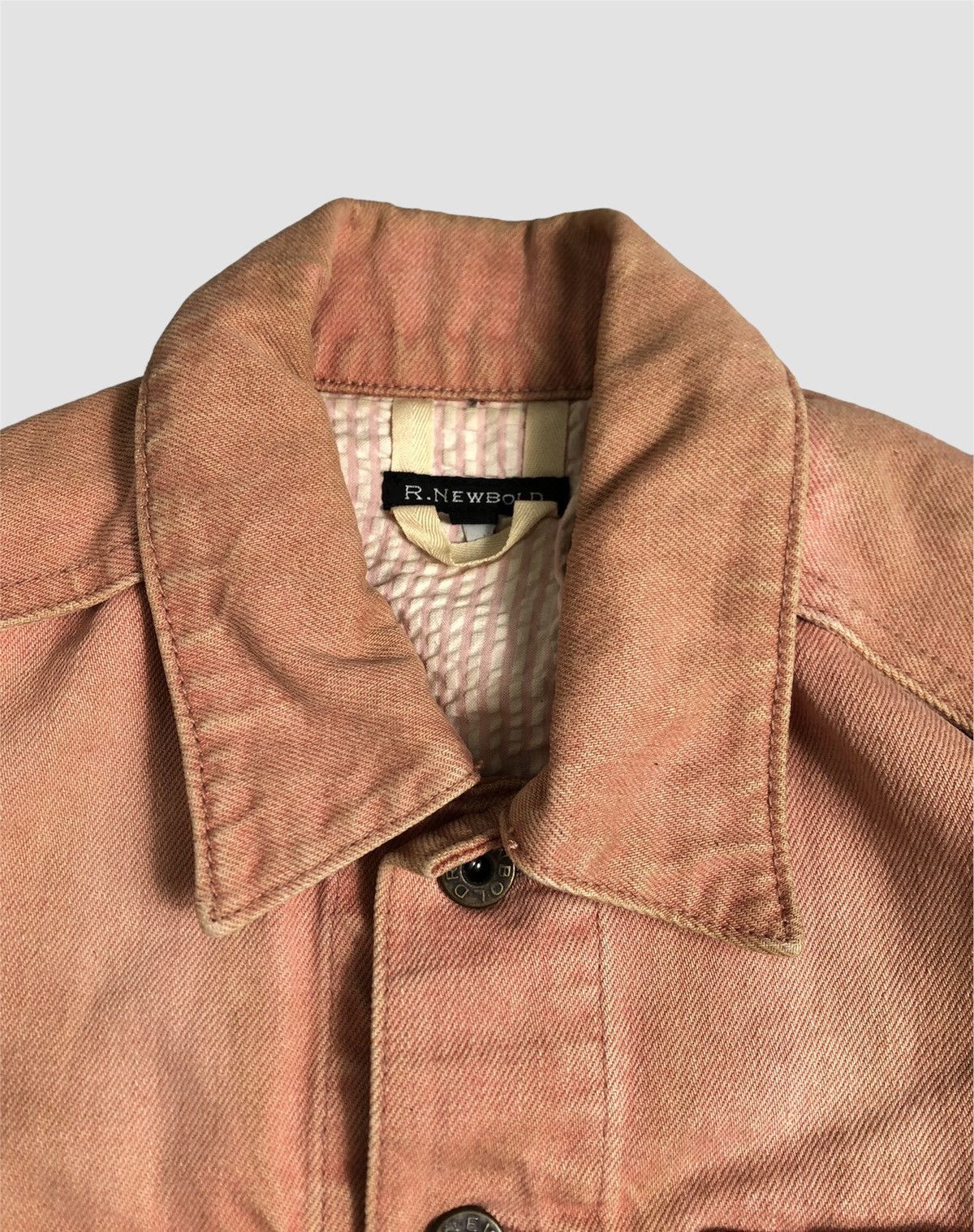Japanese Brand × R.Newbold × Vintage Vintage R.Newbold Distressed Pink Denim Jacket Size XS / US 0-2 / IT 36-38 - 7 Thumbnail