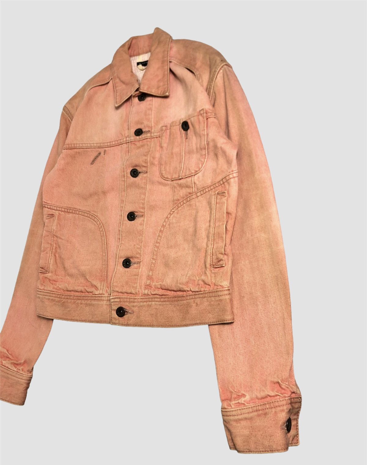 Japanese Brand × R.Newbold × Vintage Vintage R.Newbold Distressed Pink Denim Jacket Size XS / US 0-2 / IT 36-38 - 3 Thumbnail