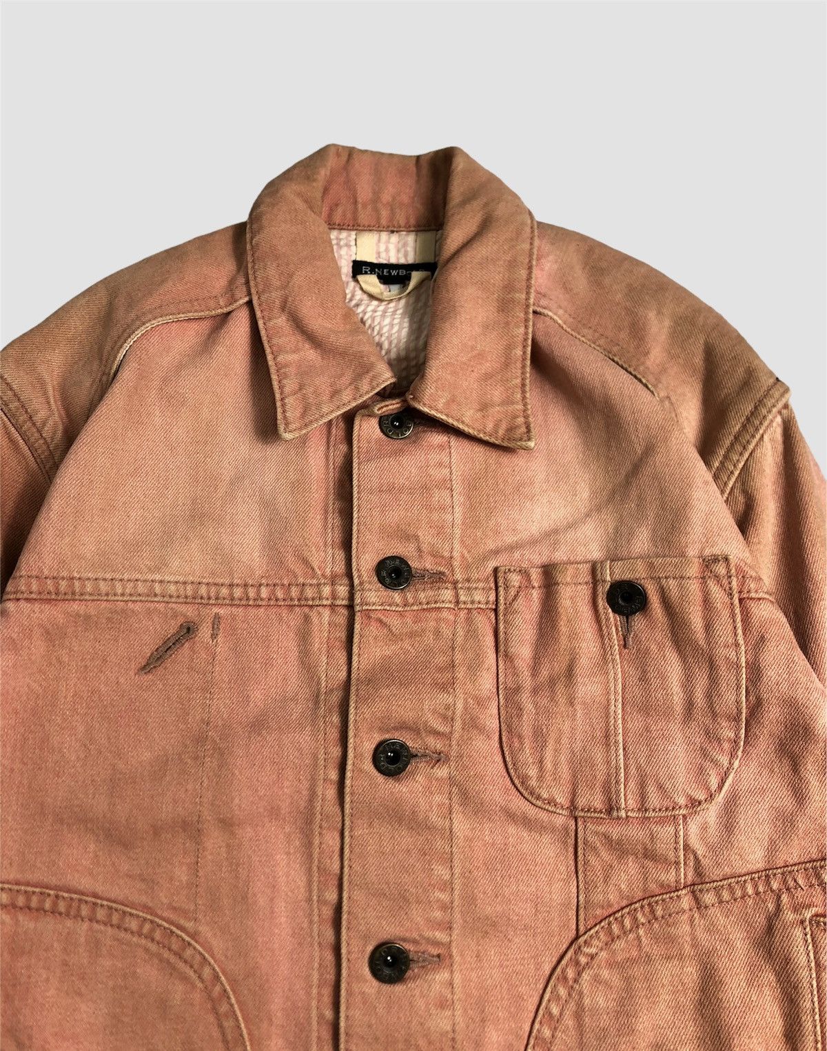 Japanese Brand × R.Newbold × Vintage Vintage R.Newbold Distressed Pink Denim Jacket Size XS / US 0-2 / IT 36-38 - 5 Thumbnail