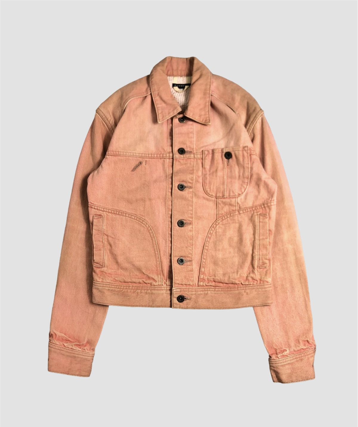 Japanese Brand × R.Newbold × Vintage Vintage R.Newbold Distressed Pink Denim Jacket Size XS / US 0-2 / IT 36-38 - 1 Thumbnail