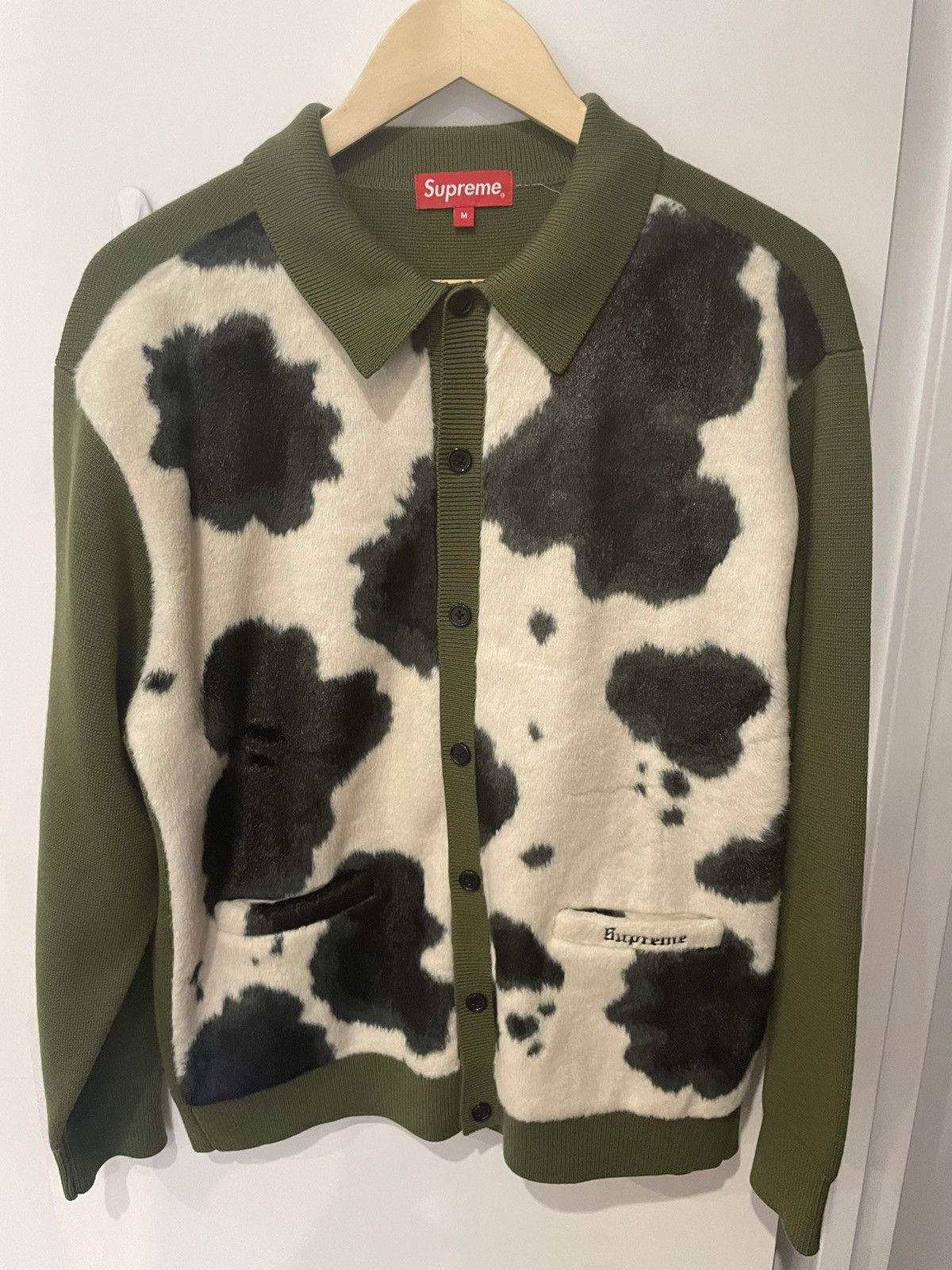 Supreme Green Cow Print Cardigan | Grailed