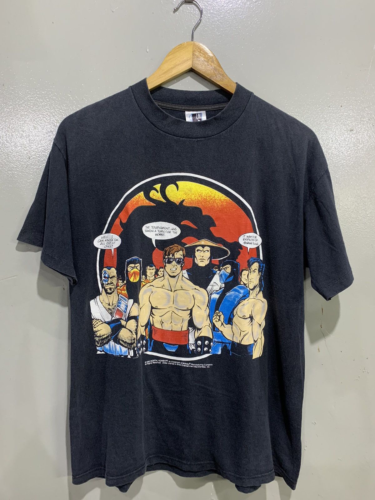 image of Movie Supervintage Mortal Kombat 90's Tee in Black, Men's (Size Medium)