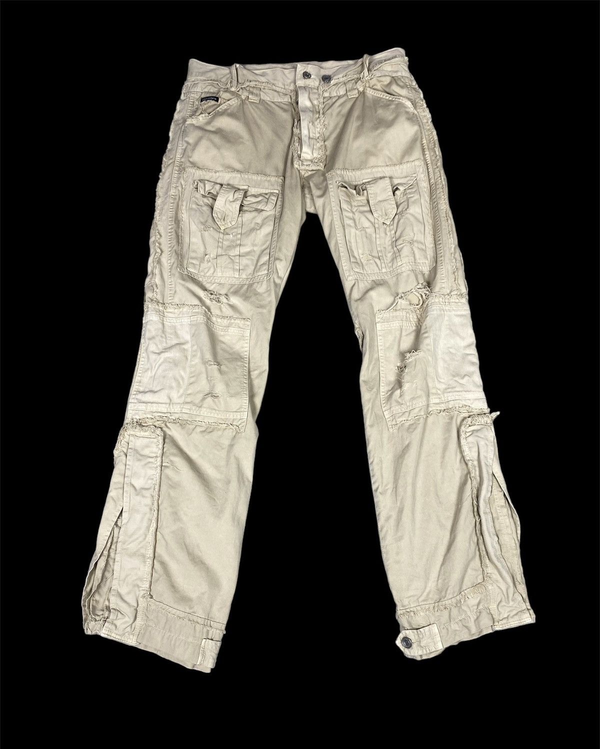 image of Dolce Gabbana D&g Cargo Multipocket Distressed Pants. S0218 in Cream, Men's (Size 35)