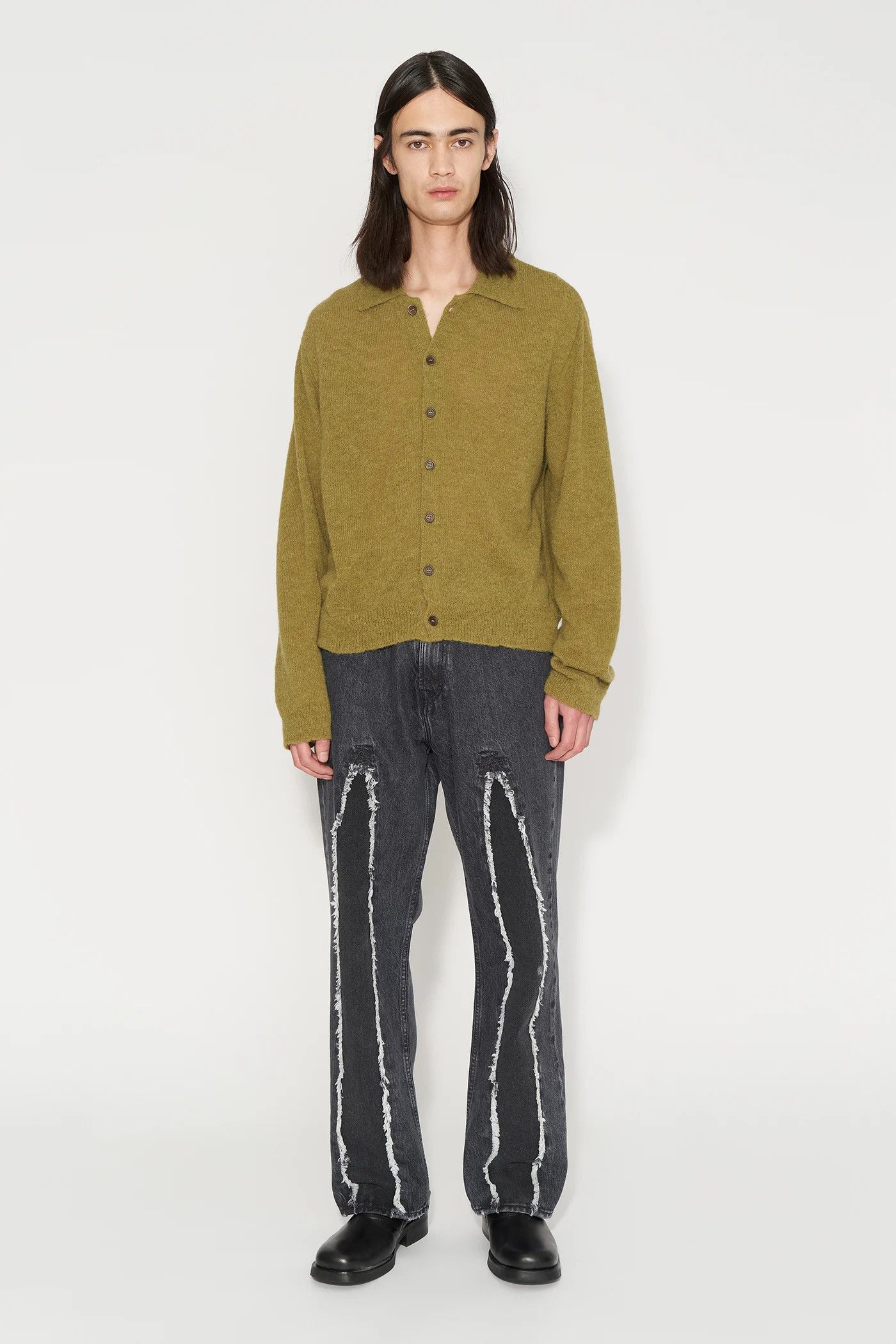Our Legacy Our Legacy — Evening Polo — Army Olive Fuzzy Alpaca 