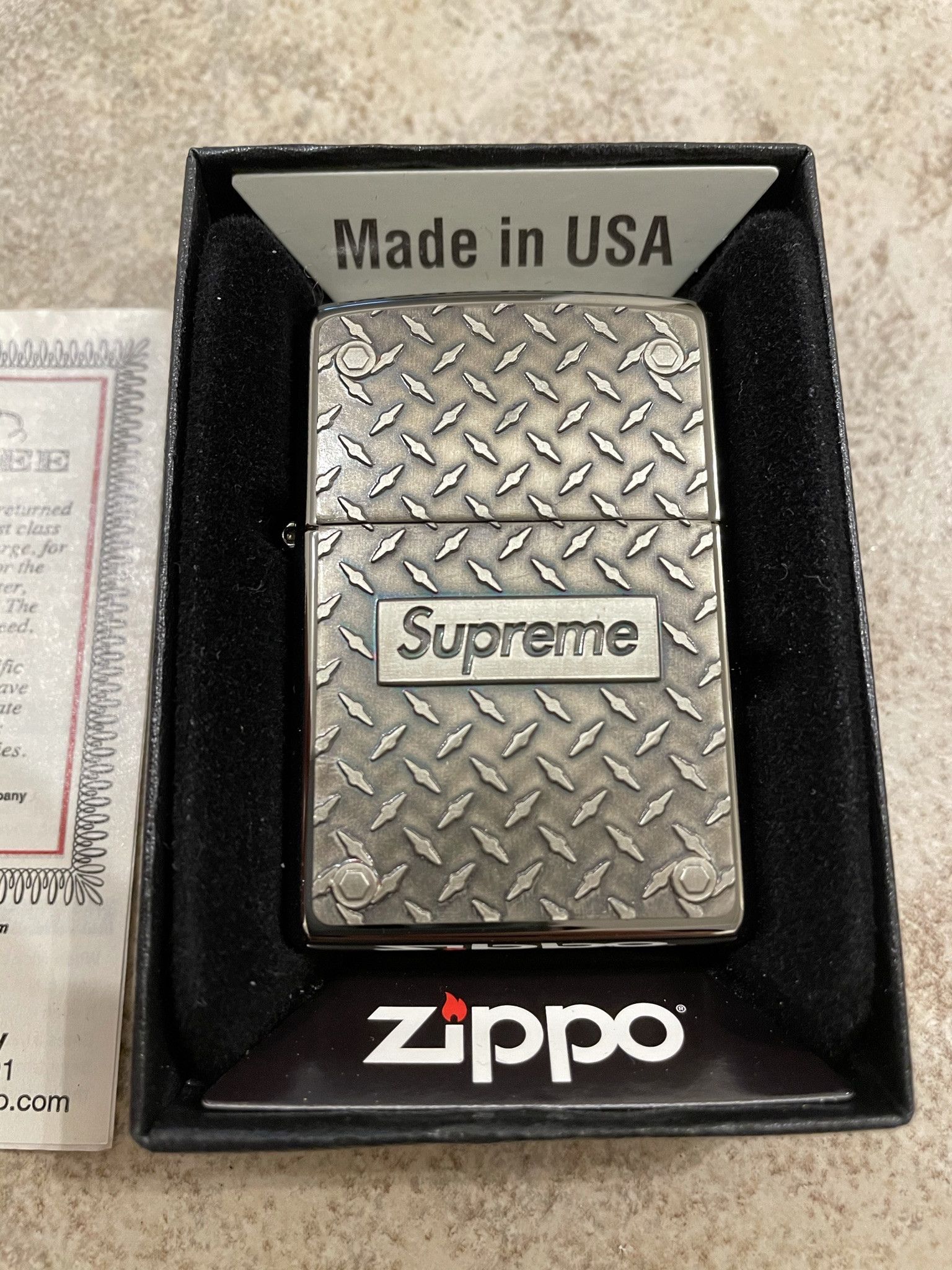 Supreme × Zippo Supreme SS19 Diamond Plate Zippo Size ONE SIZE - 3 Thumbnail