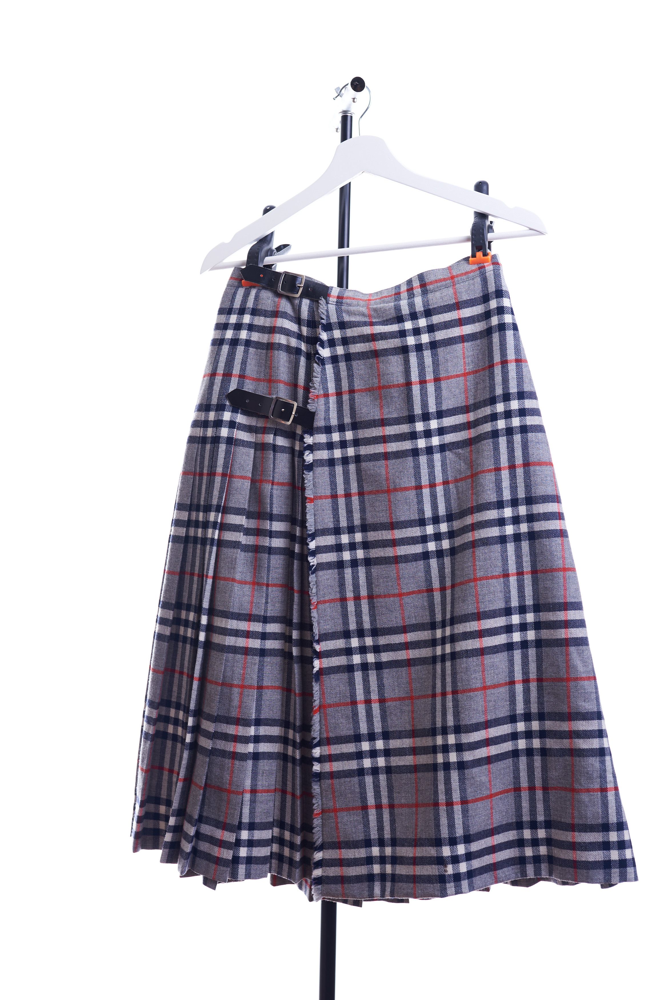 Burberry's London Wool Grey Pleated Skirt Size 10 Long