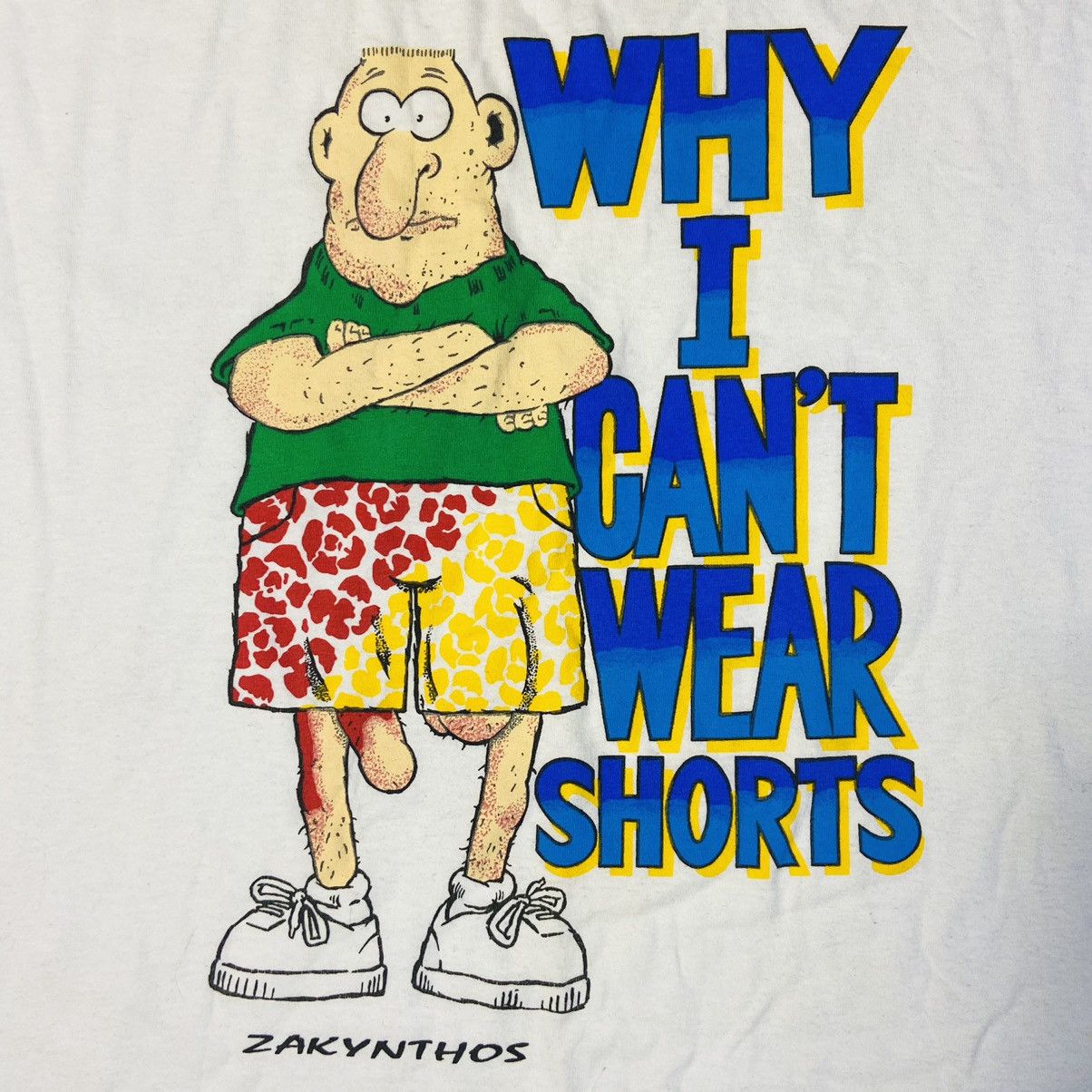 Vintage 1990s RARE FUNNY SHIRT “WHY I CAN’T WEAR SHORTS” - № 277 Size US XL / EU 56 / 4 - 2 Thumbnail
