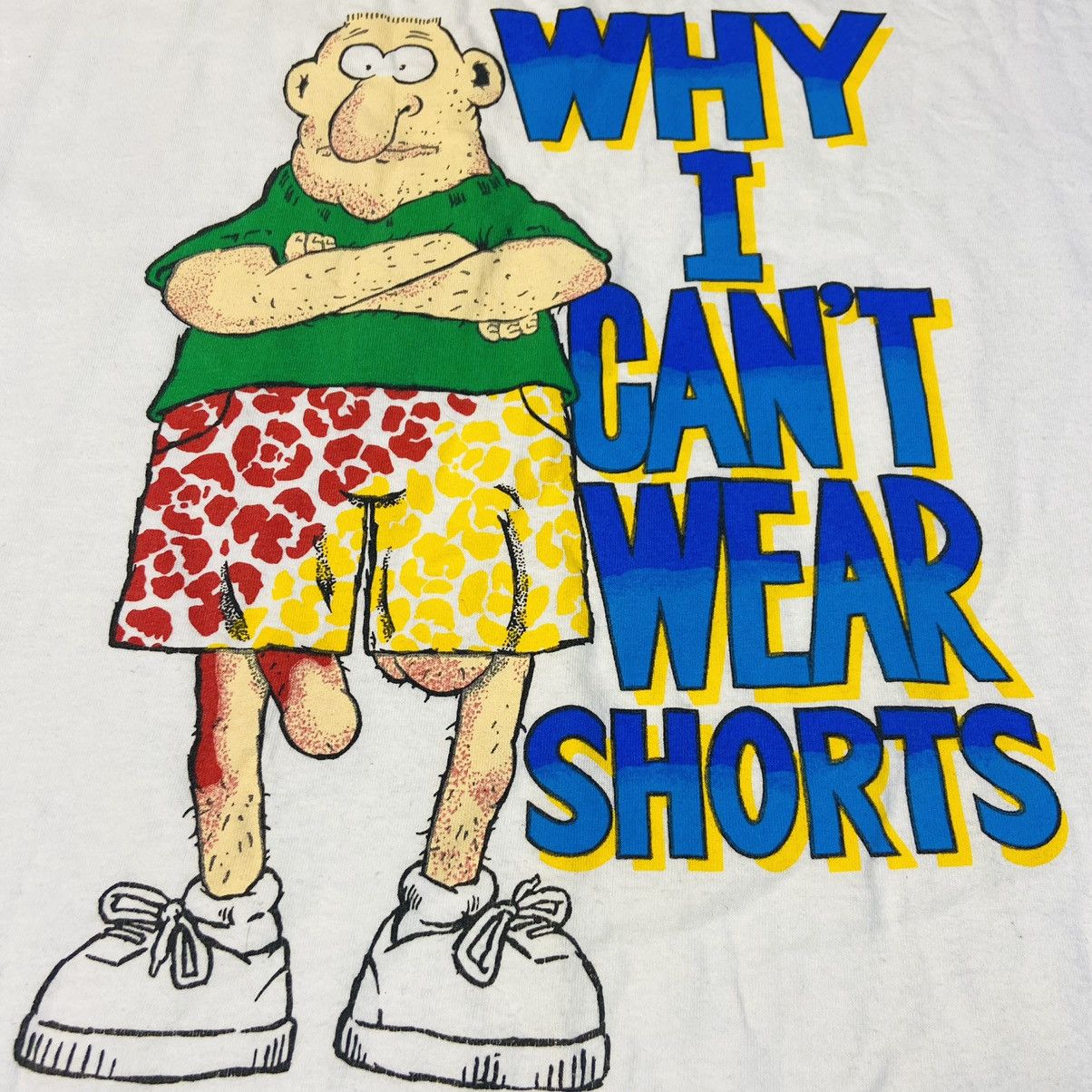 Vintage 1990s RARE FUNNY SHIRT “WHY I CAN’T WEAR SHORTS” - № 277 Size US XL / EU 56 / 4 - 3 Thumbnail