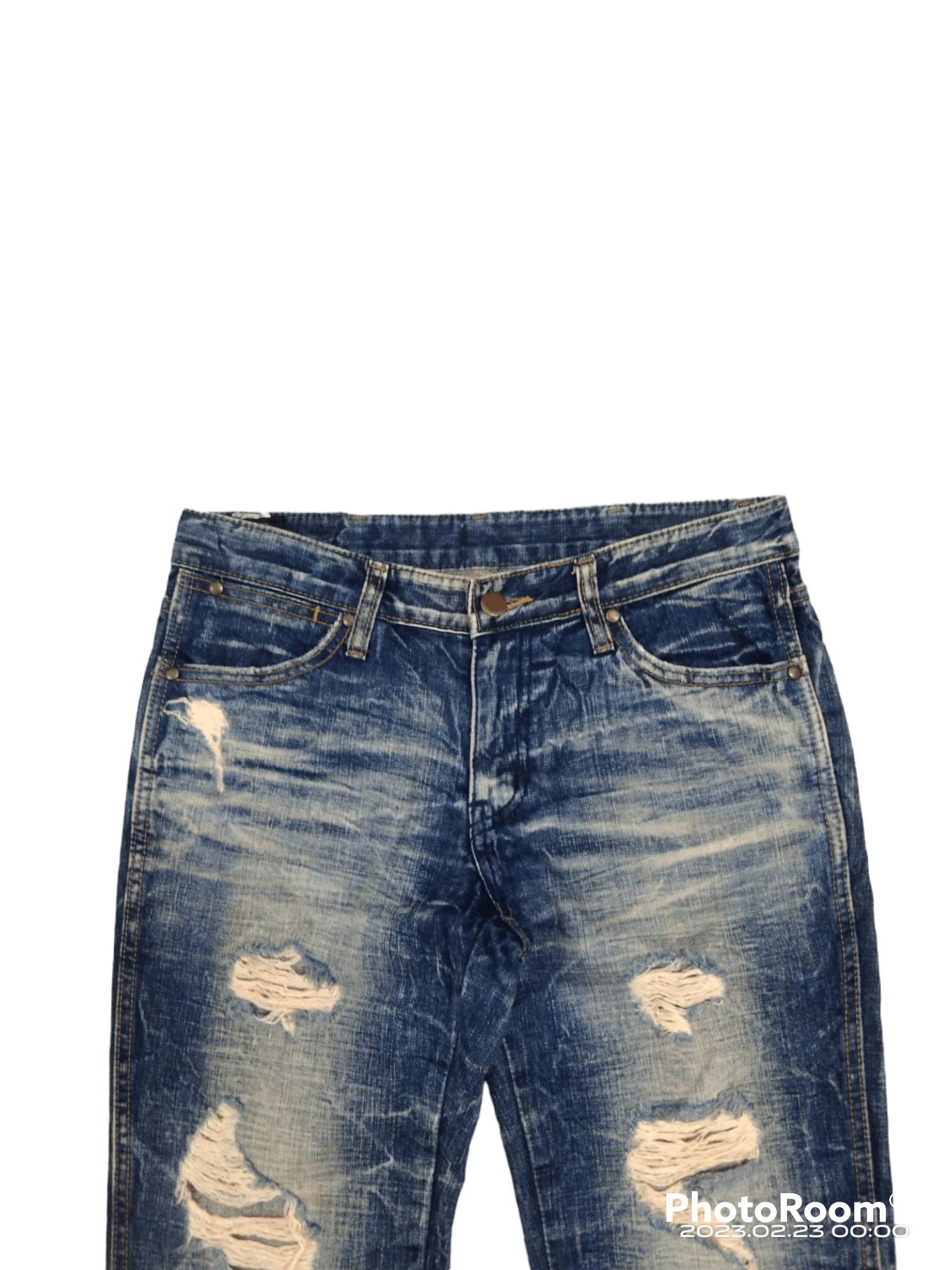 Japanese Brand FLARE LOW RISE🔥WASHED BLUE RIPED FIVE PRIME MEMBERS Size US 27 - 4 Thumbnail