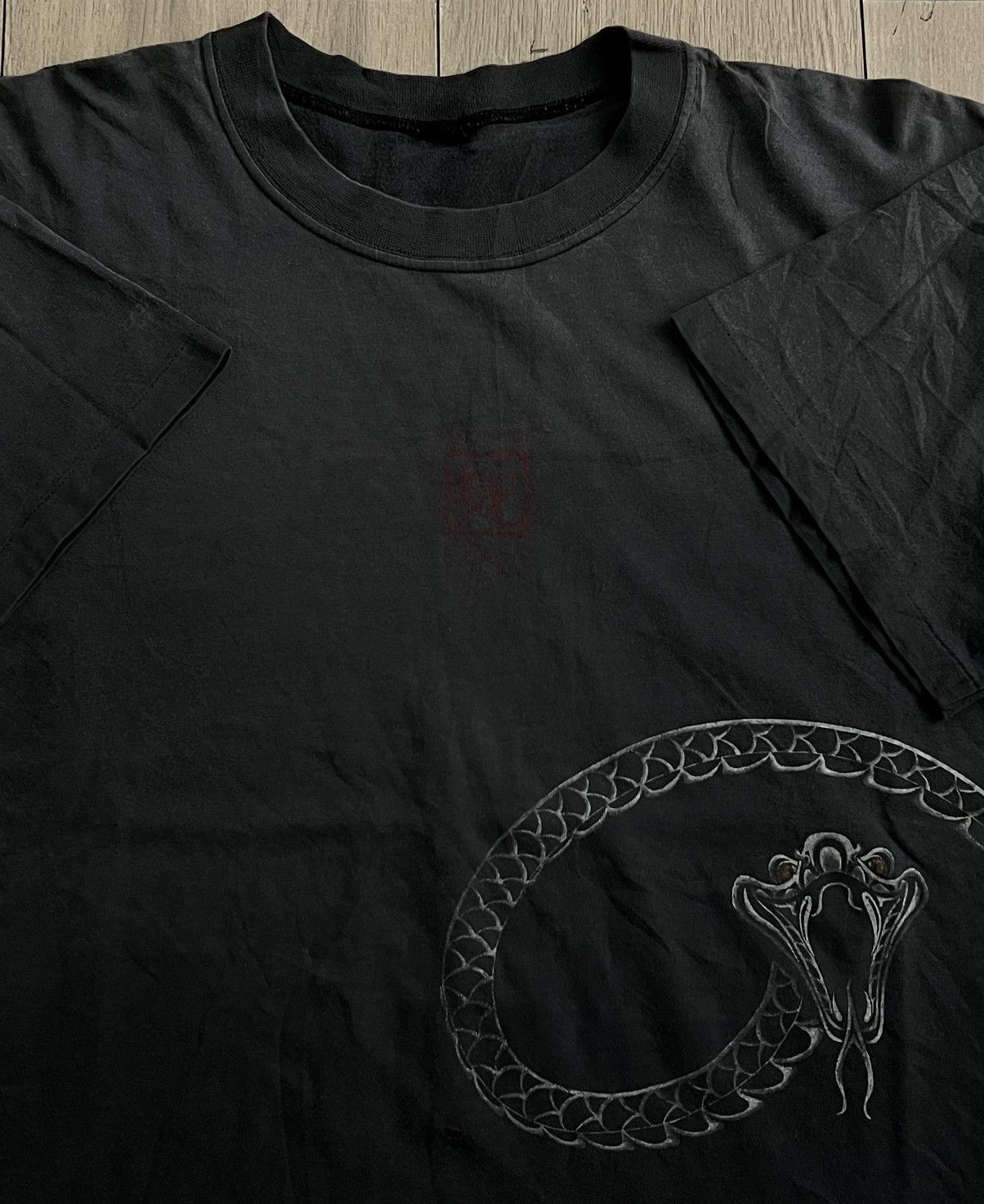 image of Vintage Cobra Reversible Two Sides Black Faded Vintage Tee, Men's (Size Large)