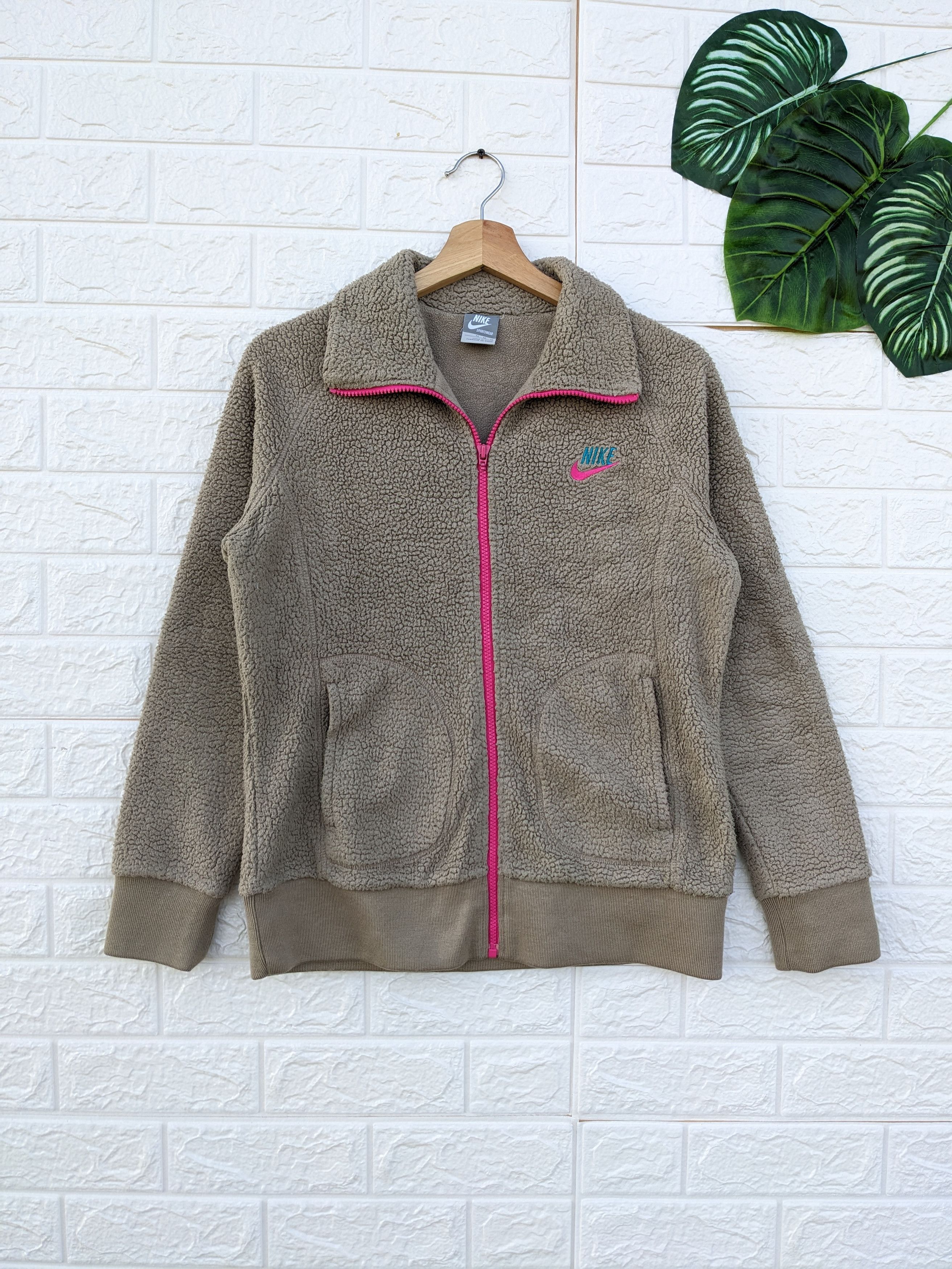 image of Nike Fleece Sweater Jacket in Brown, Women's (Size Small)