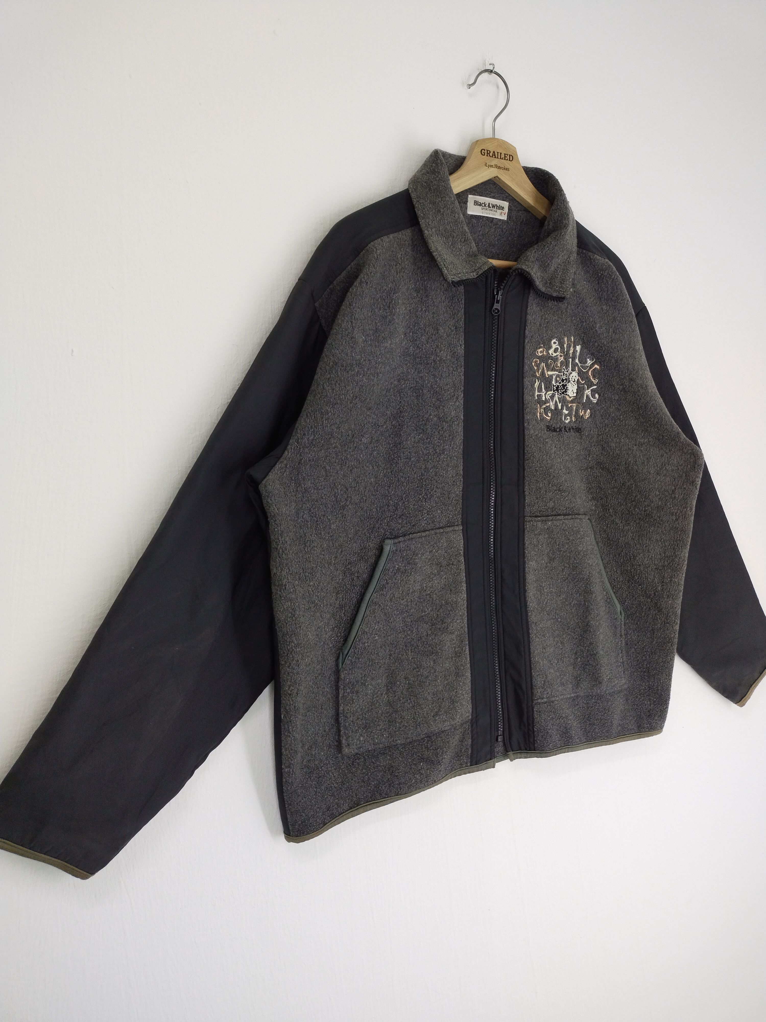 Japanese Brand × Vintage VINTAGE BLACK & WHITE SPORTWEAR FLEECE JACKET Size US M / EU 48-50 / 2 - 3 Thumbnail