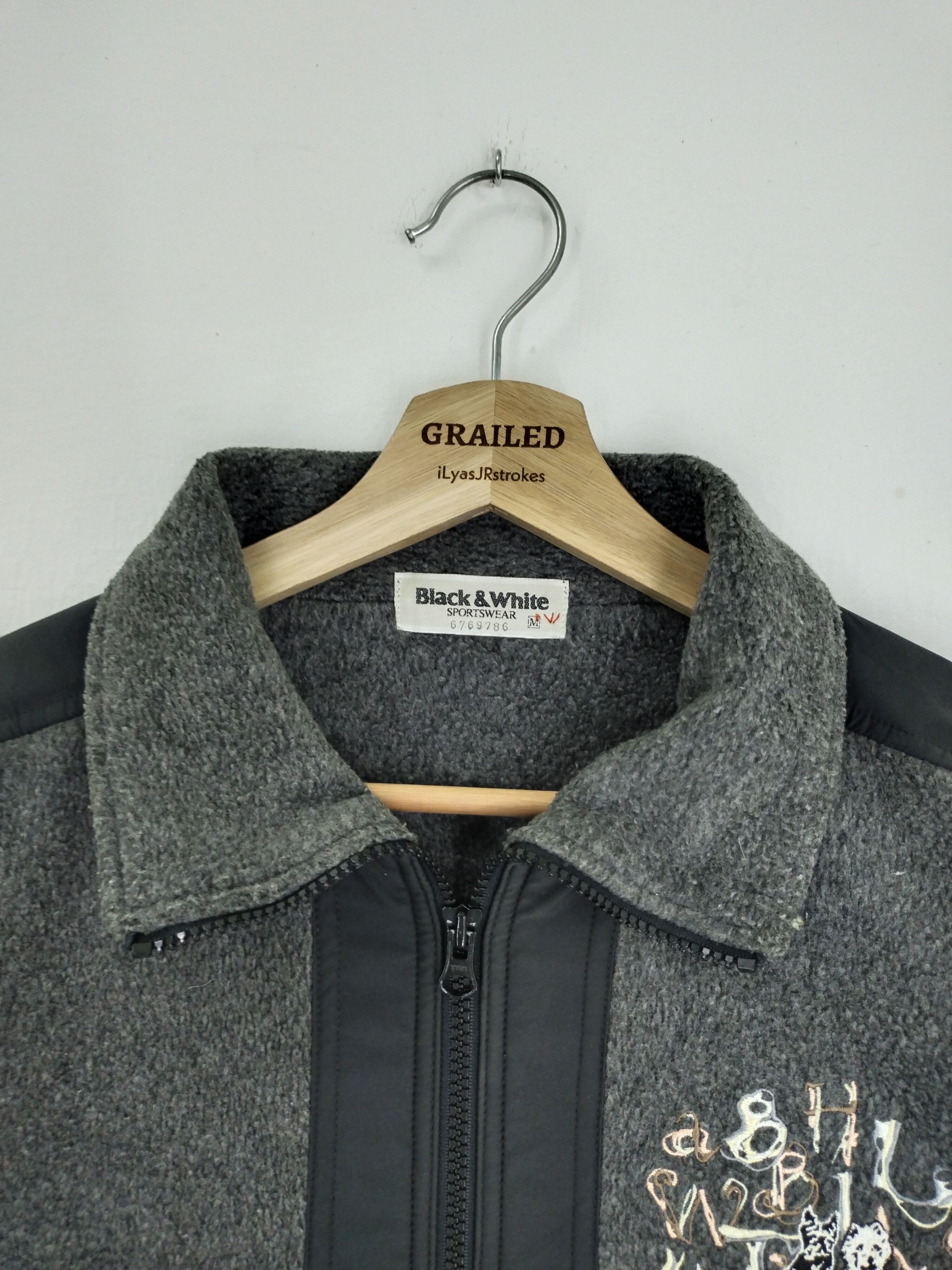 Japanese Brand × Vintage VINTAGE BLACK & WHITE SPORTWEAR FLEECE JACKET Size US M / EU 48-50 / 2 - 16 Thumbnail