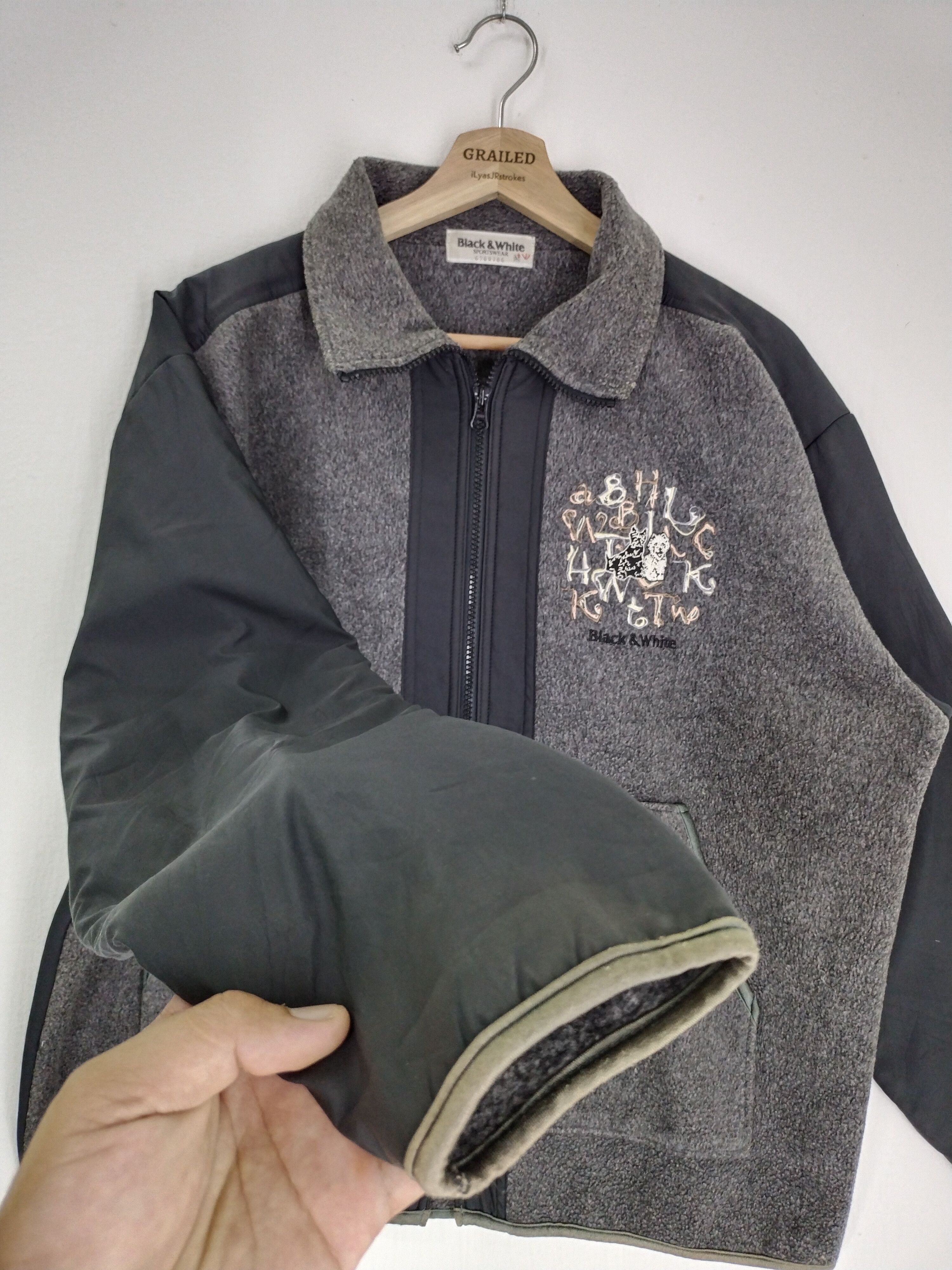 Japanese Brand × Vintage VINTAGE BLACK & WHITE SPORTWEAR FLEECE JACKET Size US M / EU 48-50 / 2 - 5 Thumbnail