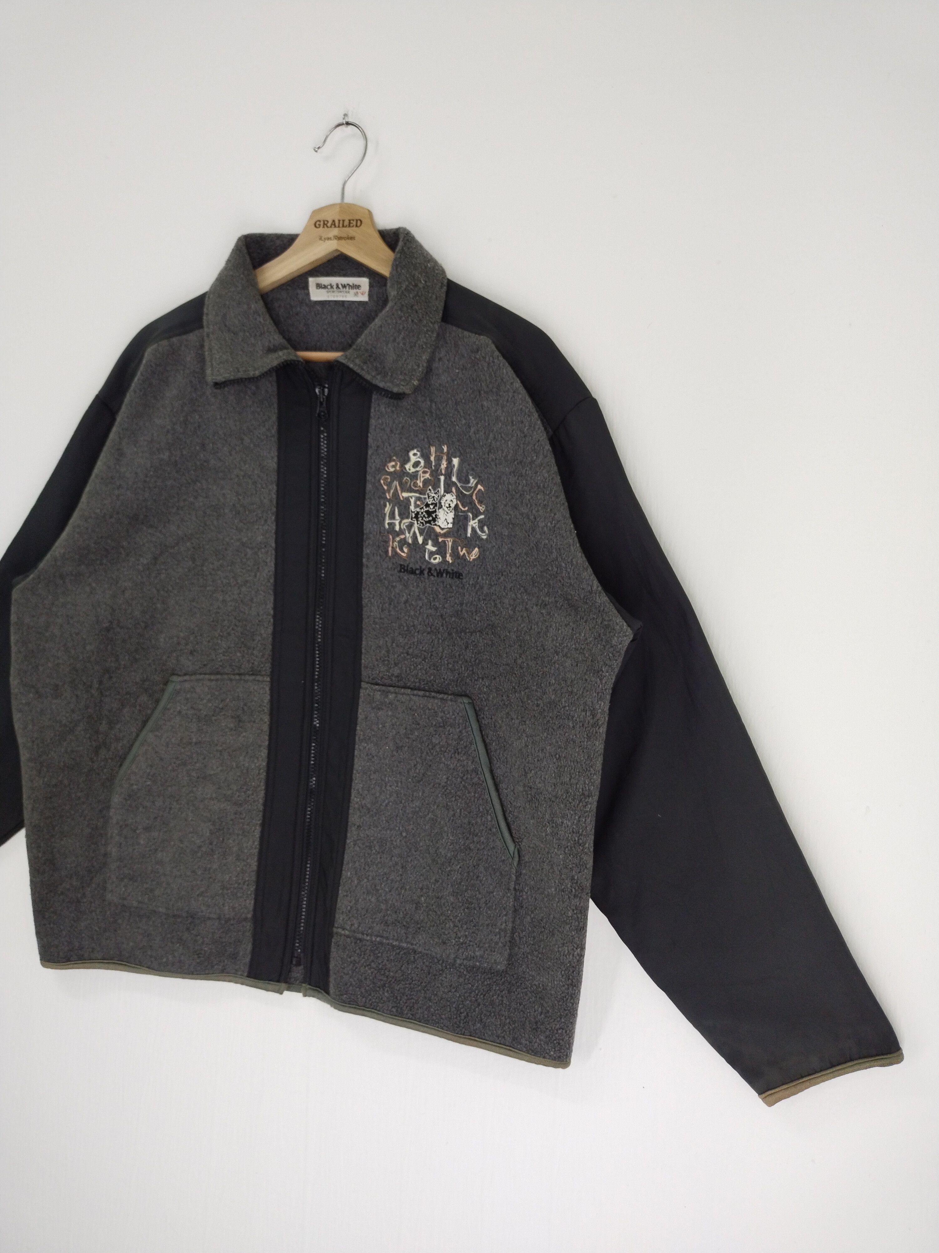 Japanese Brand × Vintage VINTAGE BLACK & WHITE SPORTWEAR FLEECE JACKET Size US M / EU 48-50 / 2 - 2 Thumbnail