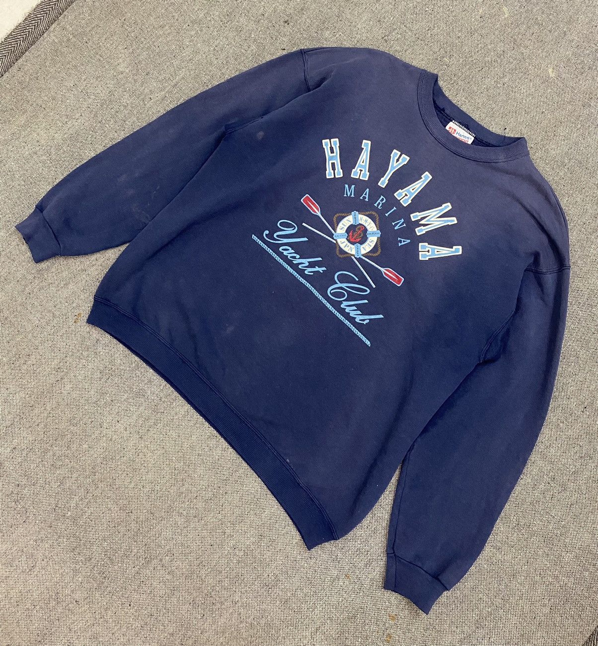 Hanes × Vintage Vintage 80s Hayama Marina Yatch Club Faded Sweatshirt Size US L / EU 52-54 / 3 - 2 Thumbnail