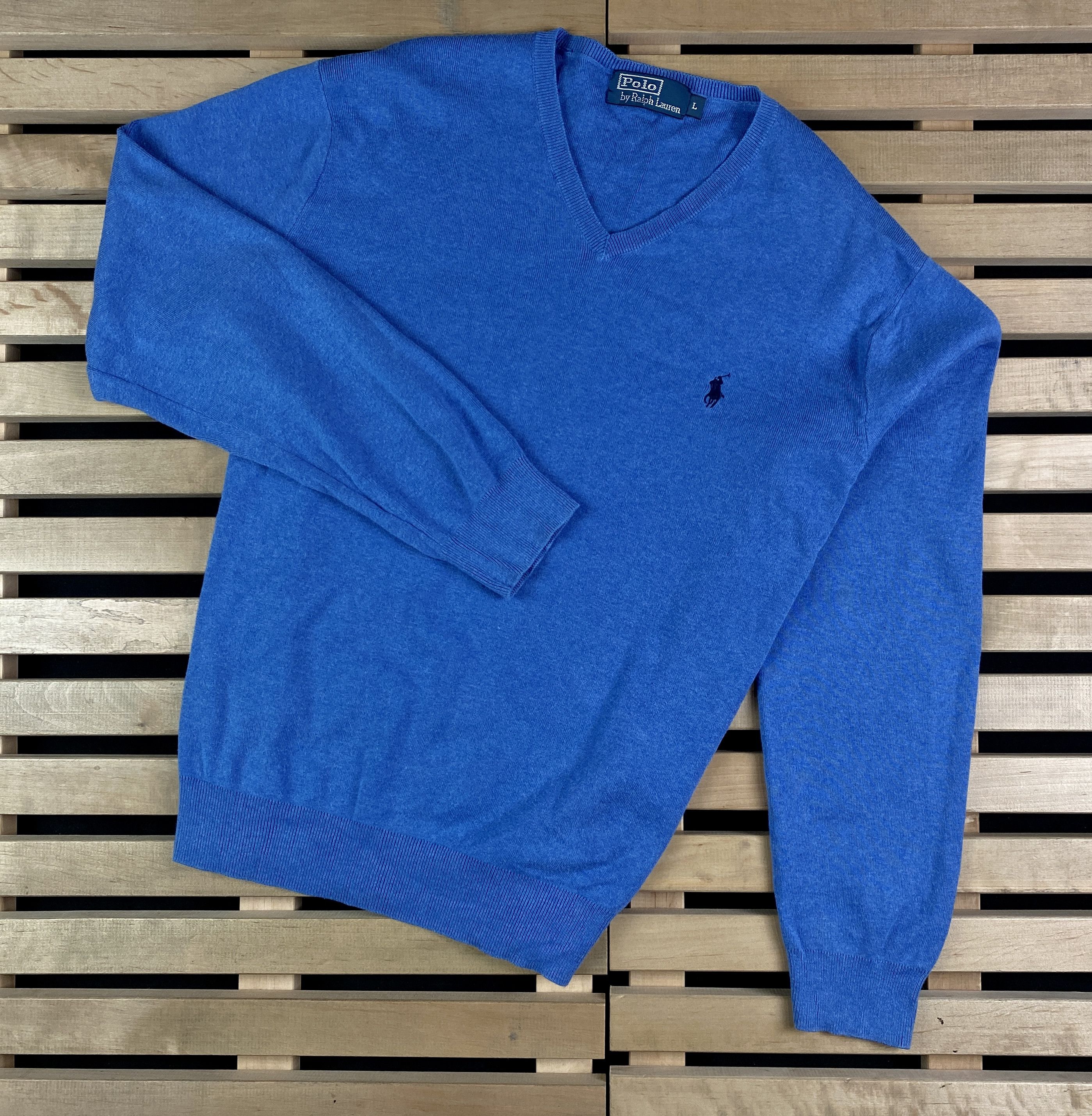 Polo Ralph Lauren × Ralph Lauren × Vintage Mens Jumper Polo Ralph Lauren V Neck Vintage Size L Size US L / EU 52-54 / 3 - 1 Thumbnail
