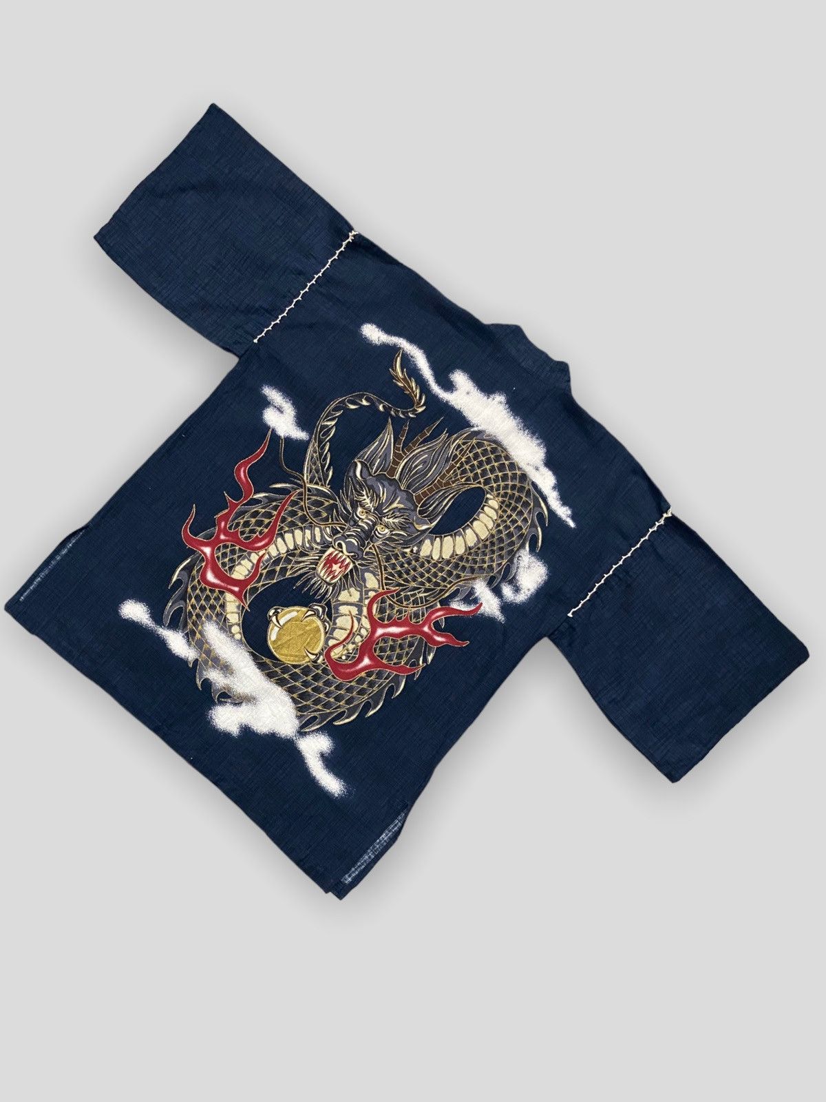Japanese Brand × Vintage Vintage Kyoto Staff 21 Yakuza Dragon Hand Printed Kimono Size US L / EU 52-54 / 3 - 3 Thumbnail
