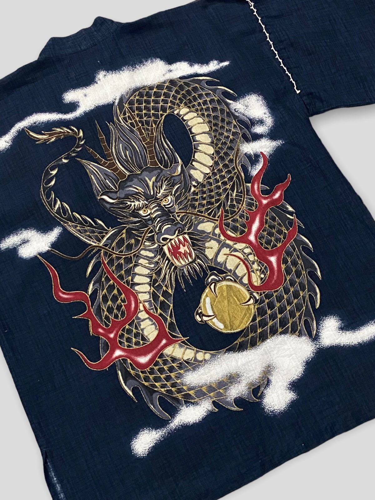 Japanese Brand × Vintage Vintage Kyoto Staff 21 Yakuza Dragon Hand Printed Kimono Size US L / EU 52-54 / 3 - 4 Thumbnail
