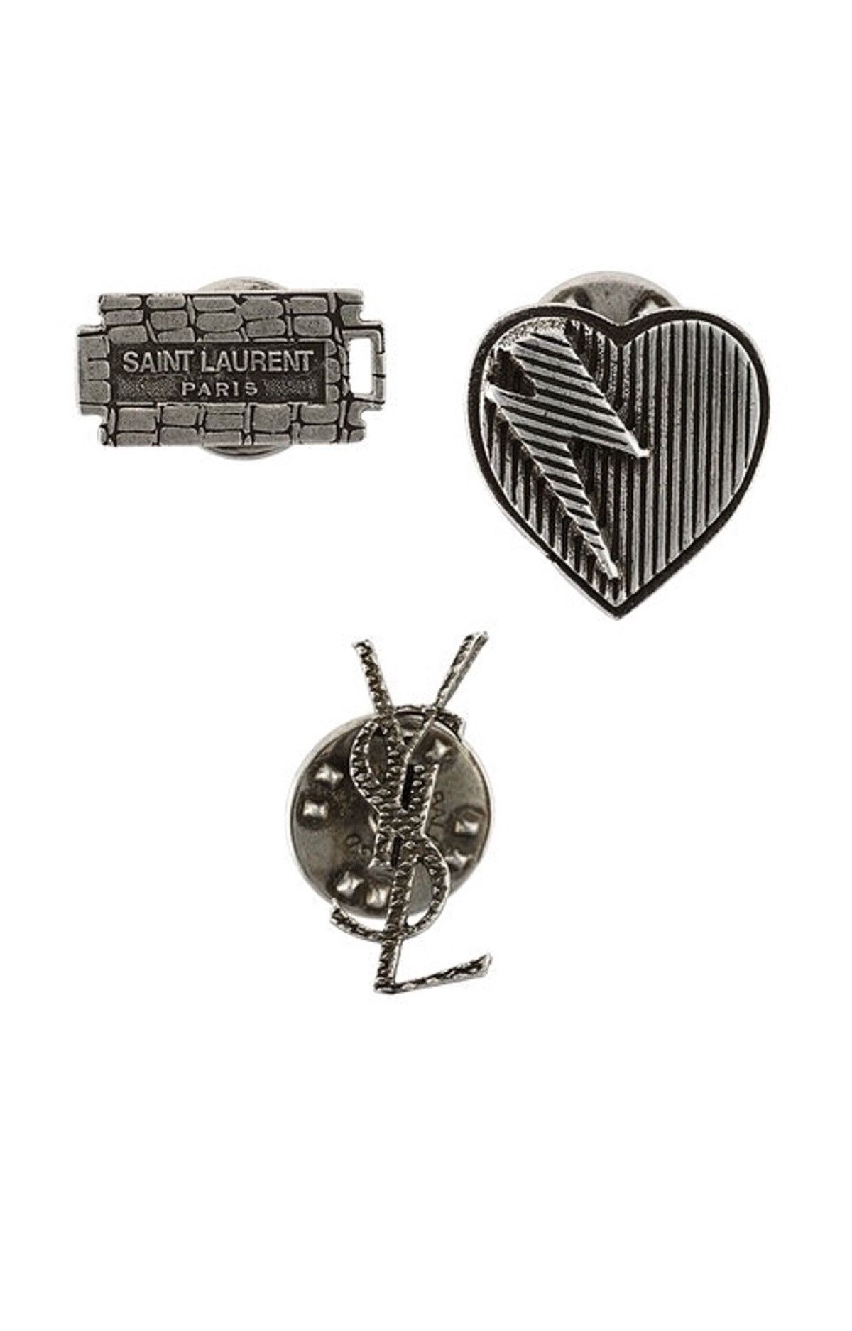 Saint Laurent Paris Razor Blade 3-Pin Set In Oxidized Silver Tone Brass Size ONE SIZE - 2 Thumbnail