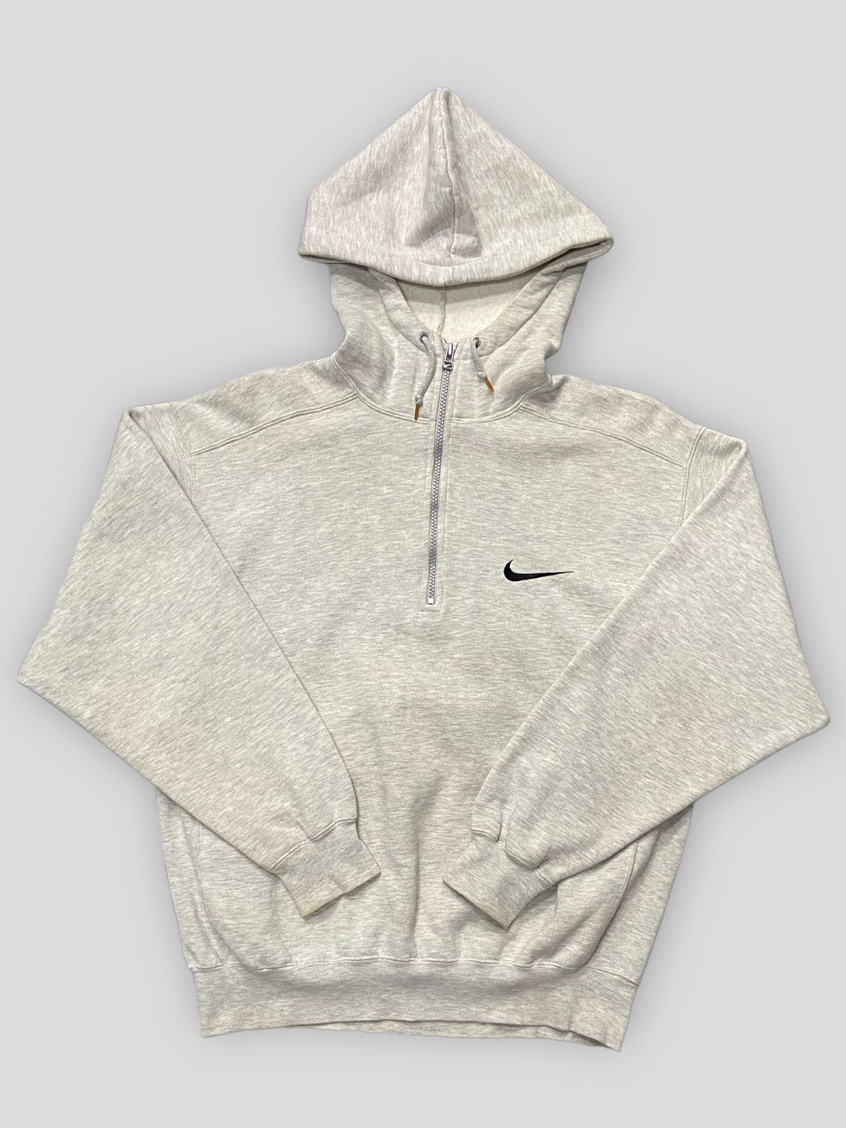 Nike × Vintage Vintage 90s Nike Swoosh Half Zipper Hoodie Size US M / EU 48-50 / 2 - 1 Thumbnail
