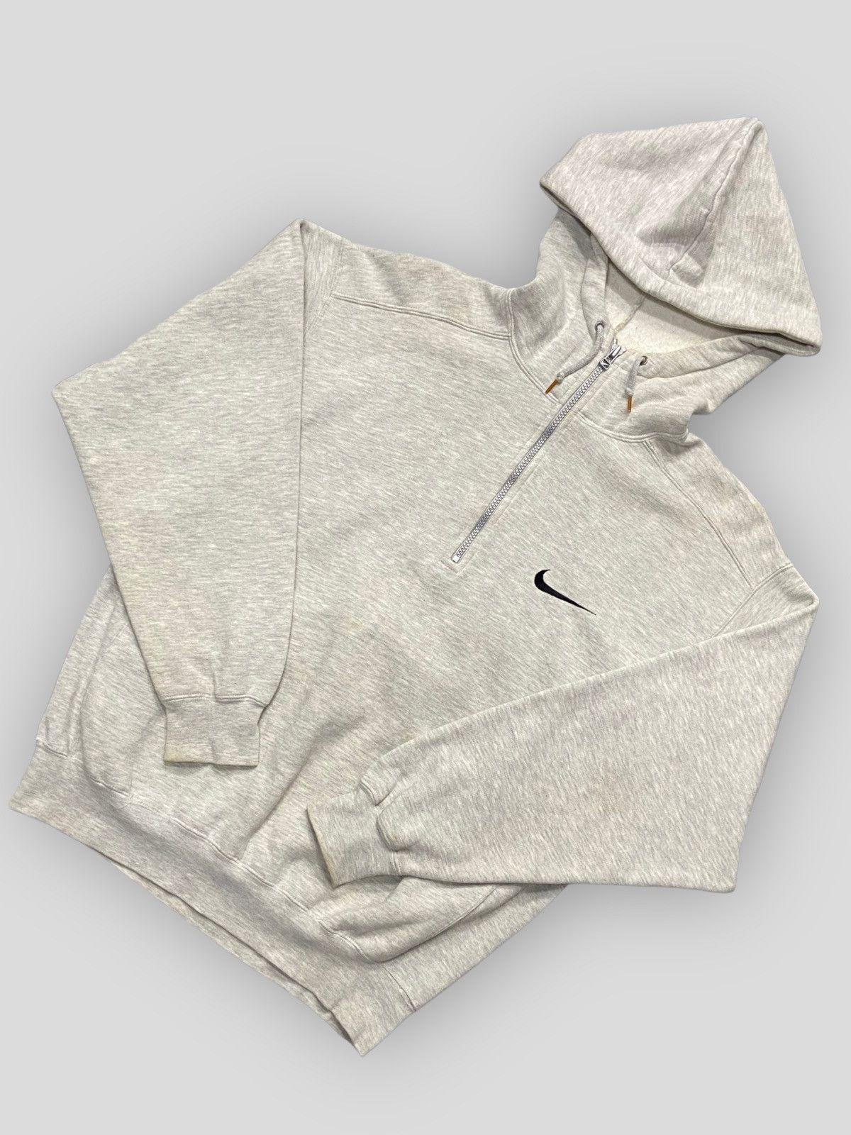 Nike × Vintage Vintage 90s Nike Swoosh Half Zipper Hoodie Size US M / EU 48-50 / 2 - 2 Thumbnail