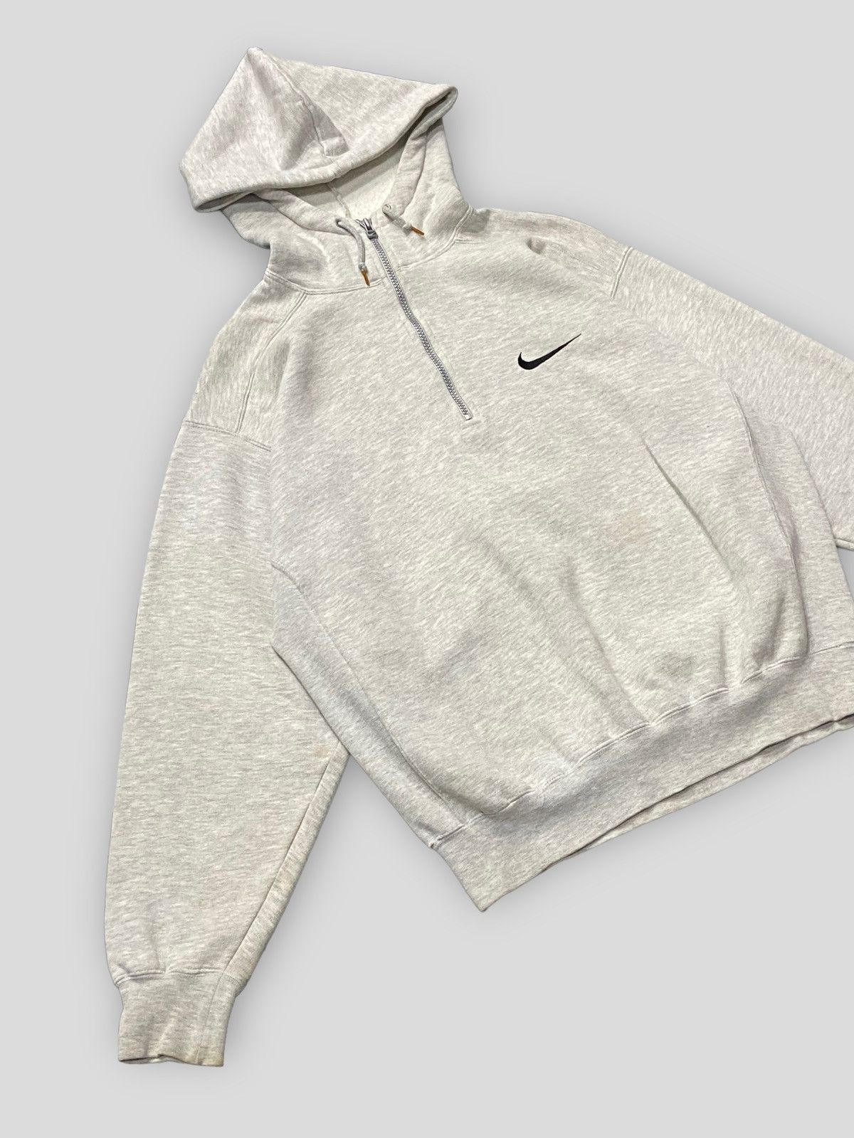 Nike × Vintage Vintage 90s Nike Swoosh Half Zipper Hoodie Size US M / EU 48-50 / 2 - 3 Thumbnail