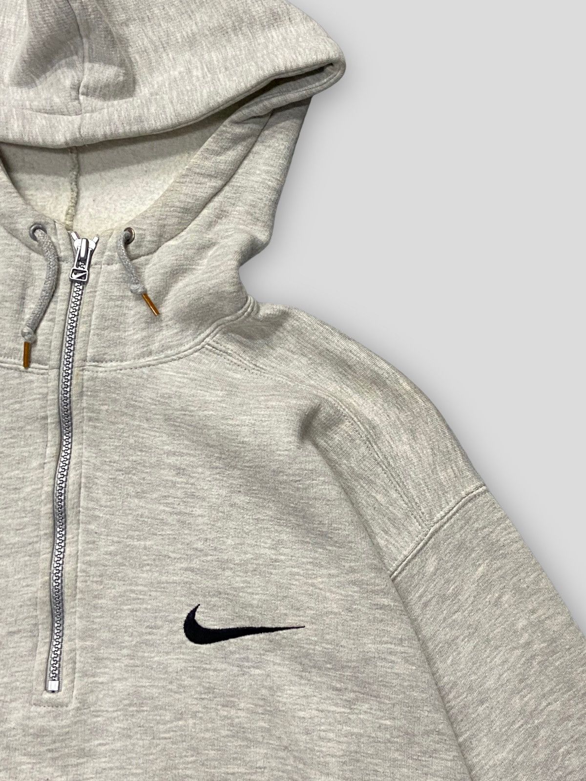 Nike × Vintage Vintage 90s Nike Swoosh Half Zipper Hoodie Size US M / EU 48-50 / 2 - 4 Thumbnail