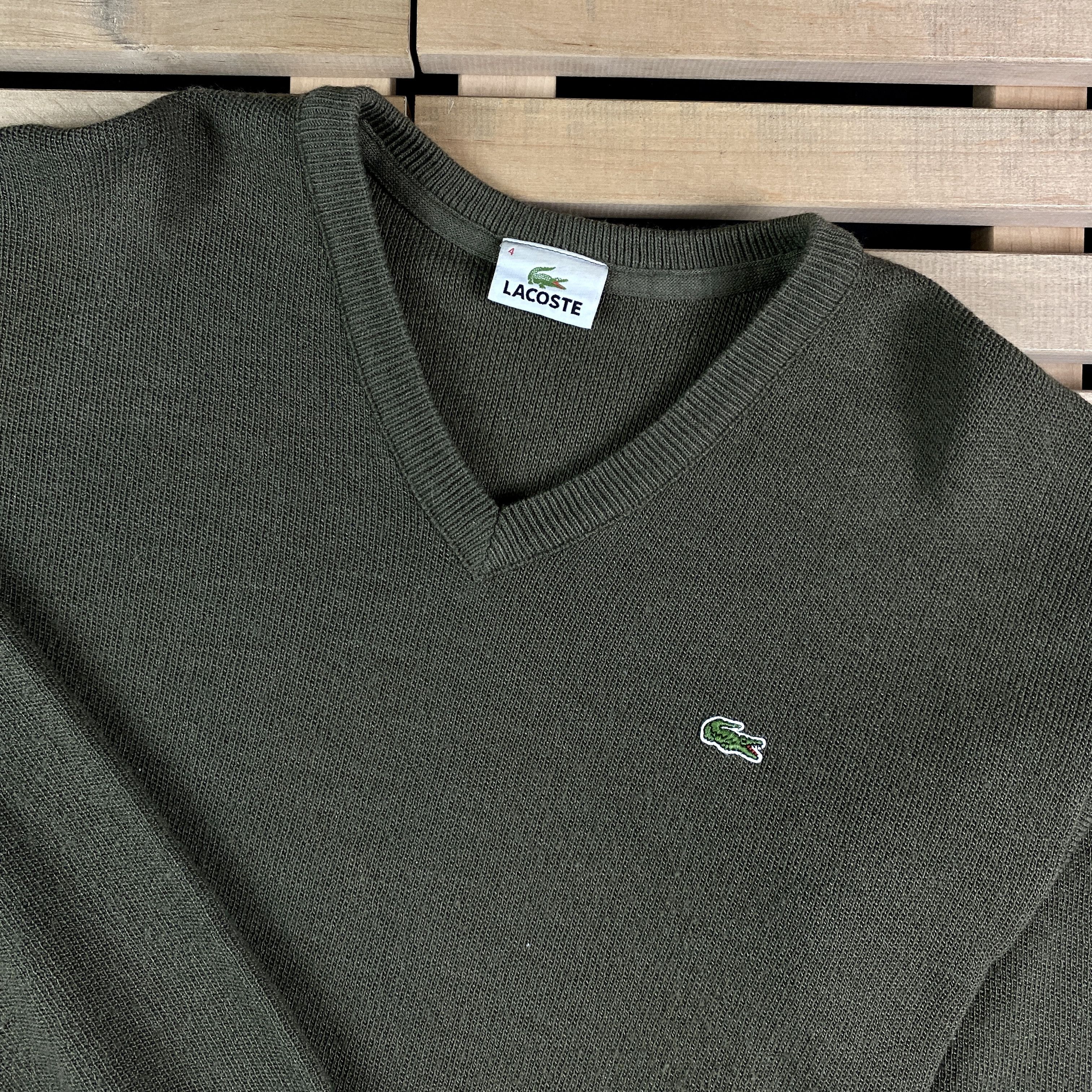 Lacoste × Vintage Mens Sweater Jumper lacoste Vintage Size L/4 V Neck Size US L / EU 52-54 / 3 - 2 Thumbnail