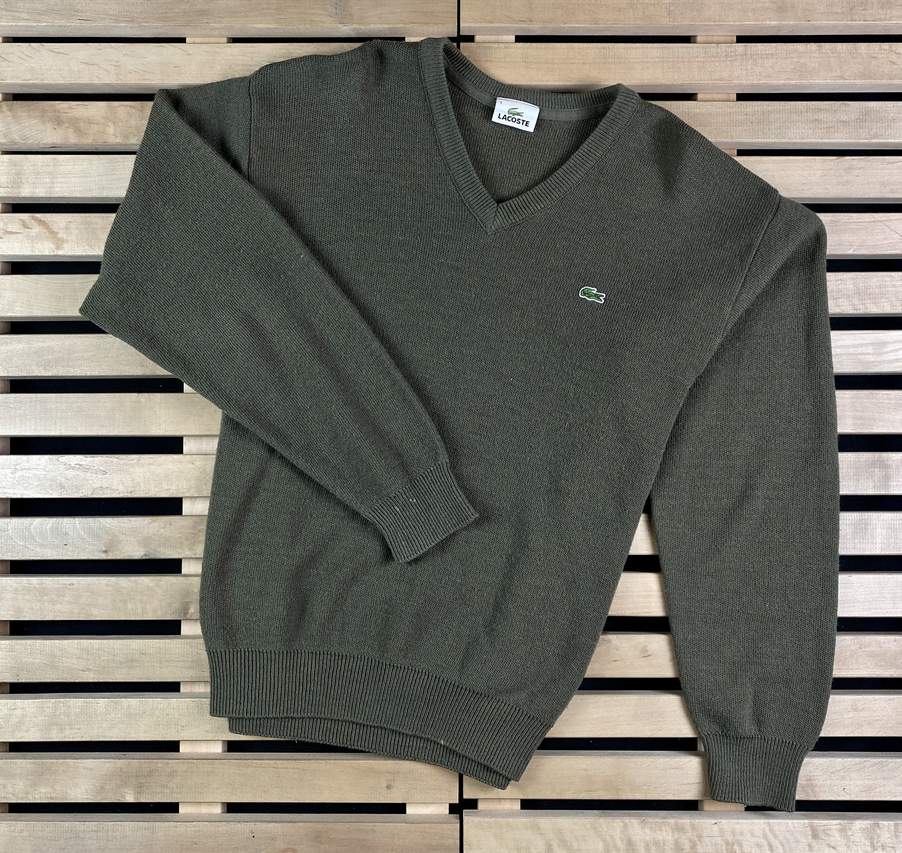 Lacoste × Vintage Mens Sweater Jumper lacoste Vintage Size L/4 V Neck Size US L / EU 52-54 / 3 - 1 Thumbnail