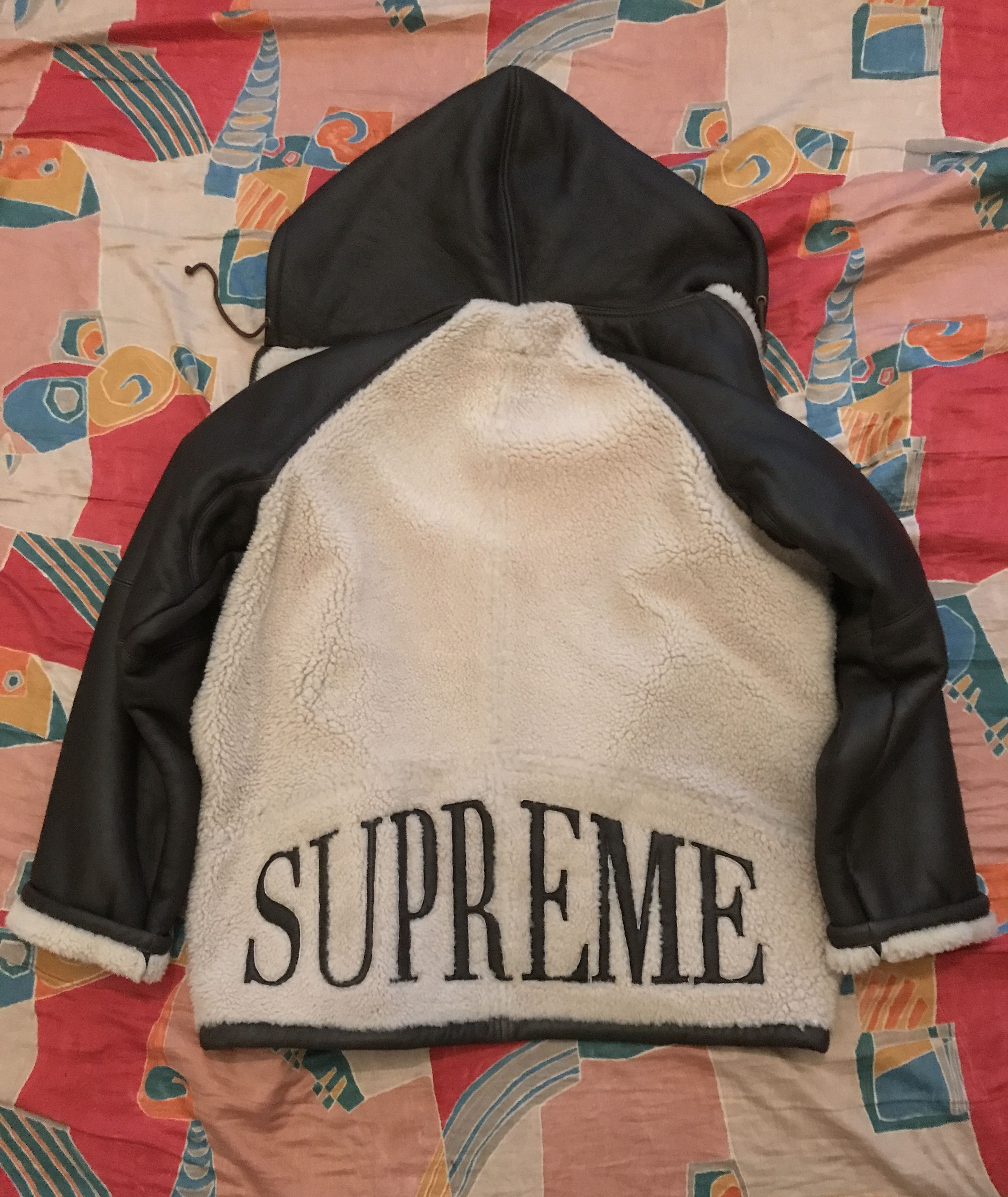 Supreme reversed clearance shearling hooded jacket